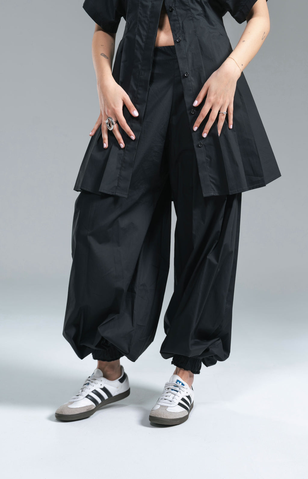 Pantalone Balloon Popeline Nero Kostumn1
