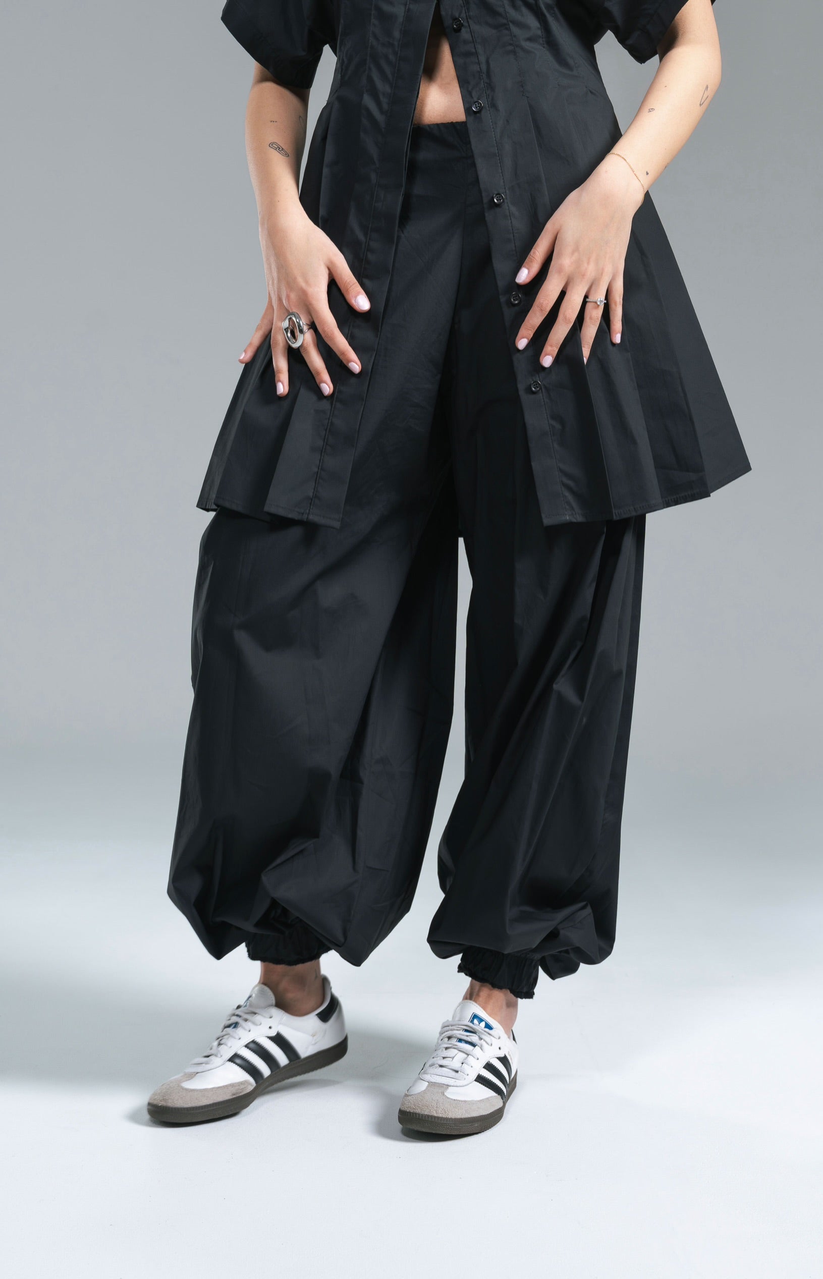 Pantalone Balloon Popeline Nero Kostumn1