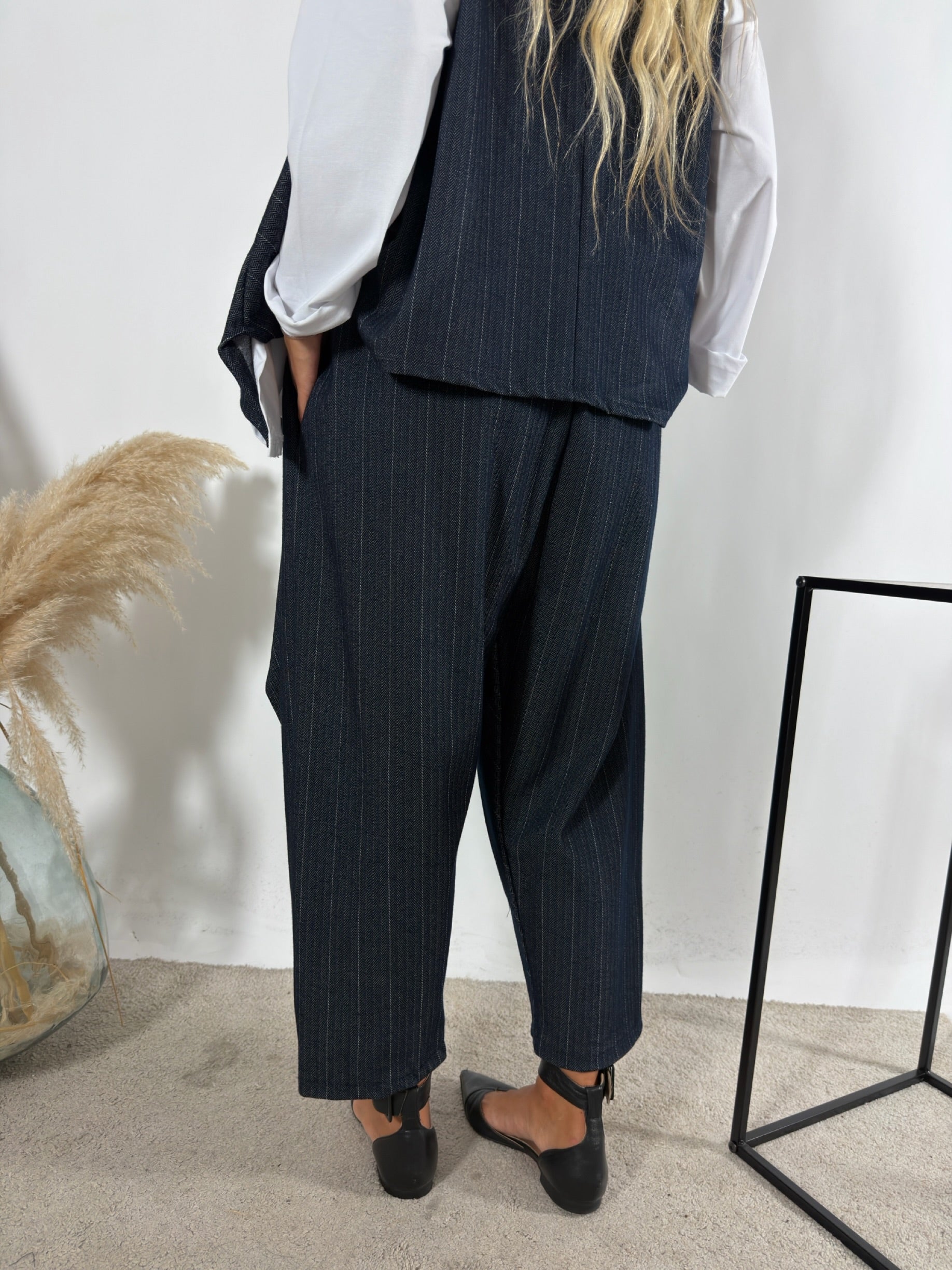 Pantalone Turca Denim Gessato Blu  Notte