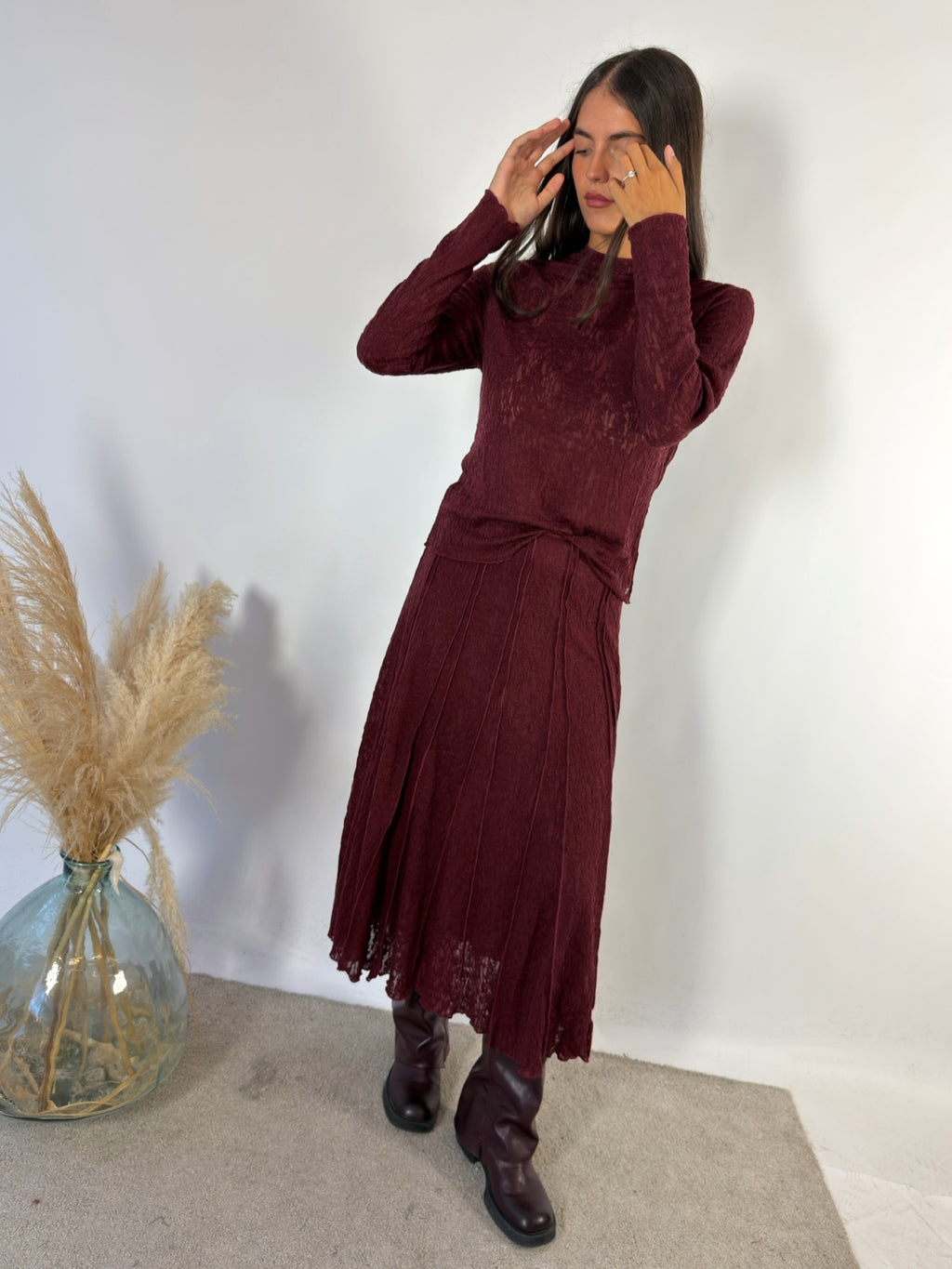 Maglia Tessuto Operato Vino Surkana