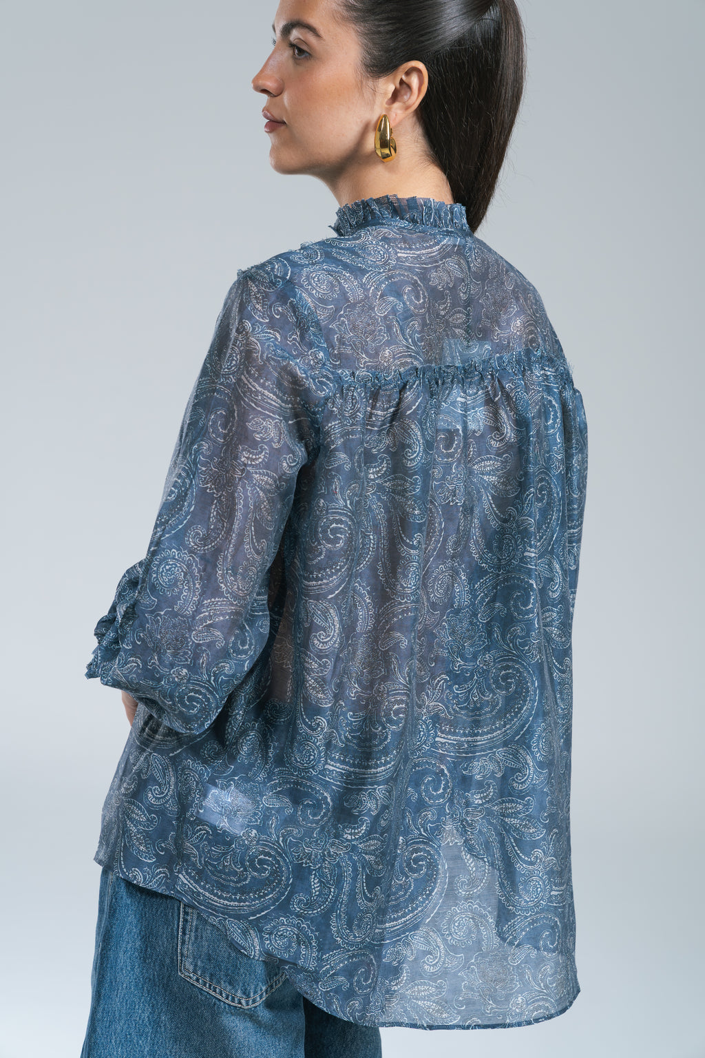 Maxi Camicia Bandana Blu Denim Glamorous