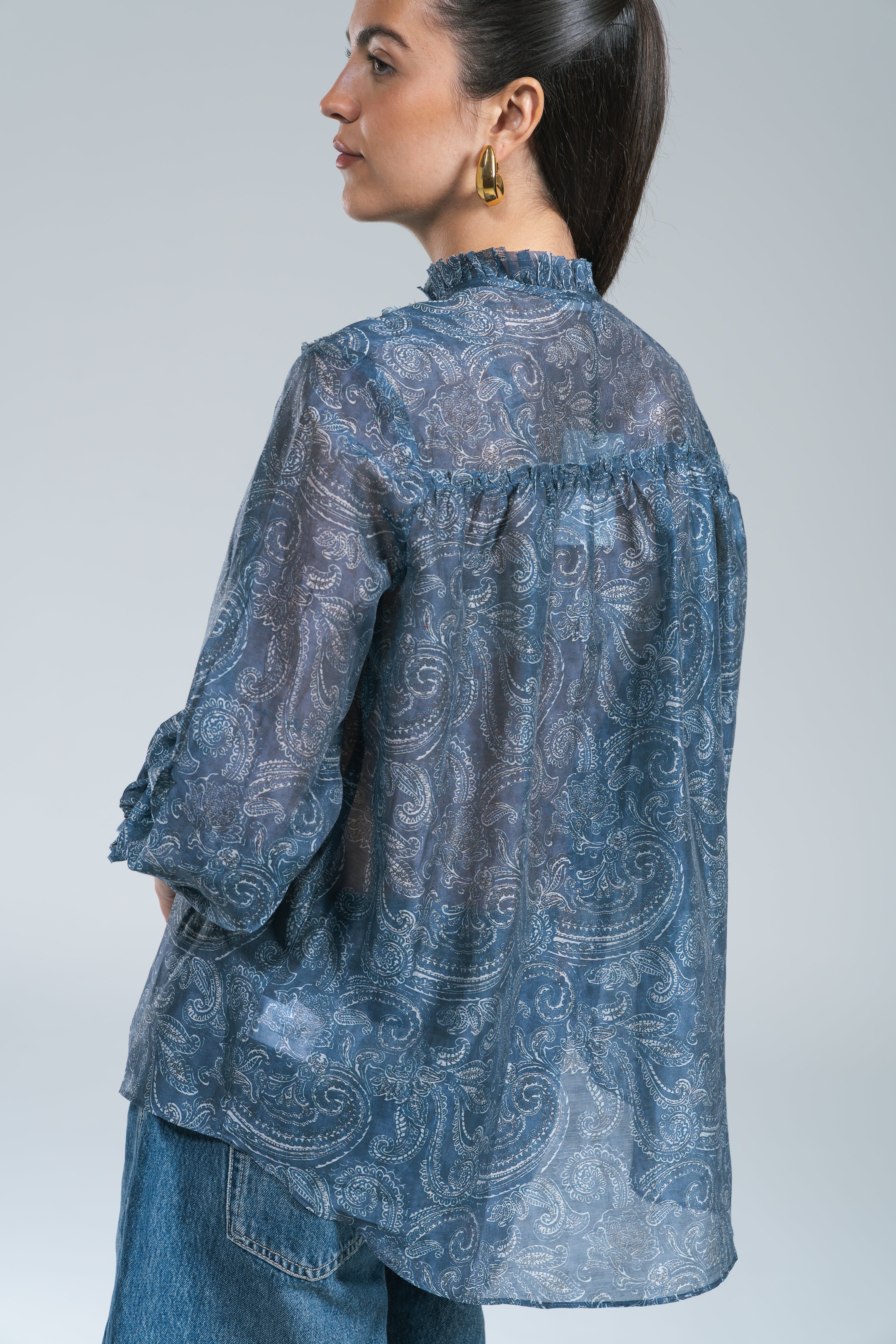 Maxi Camicia Bandana Blu Denim Glamorous