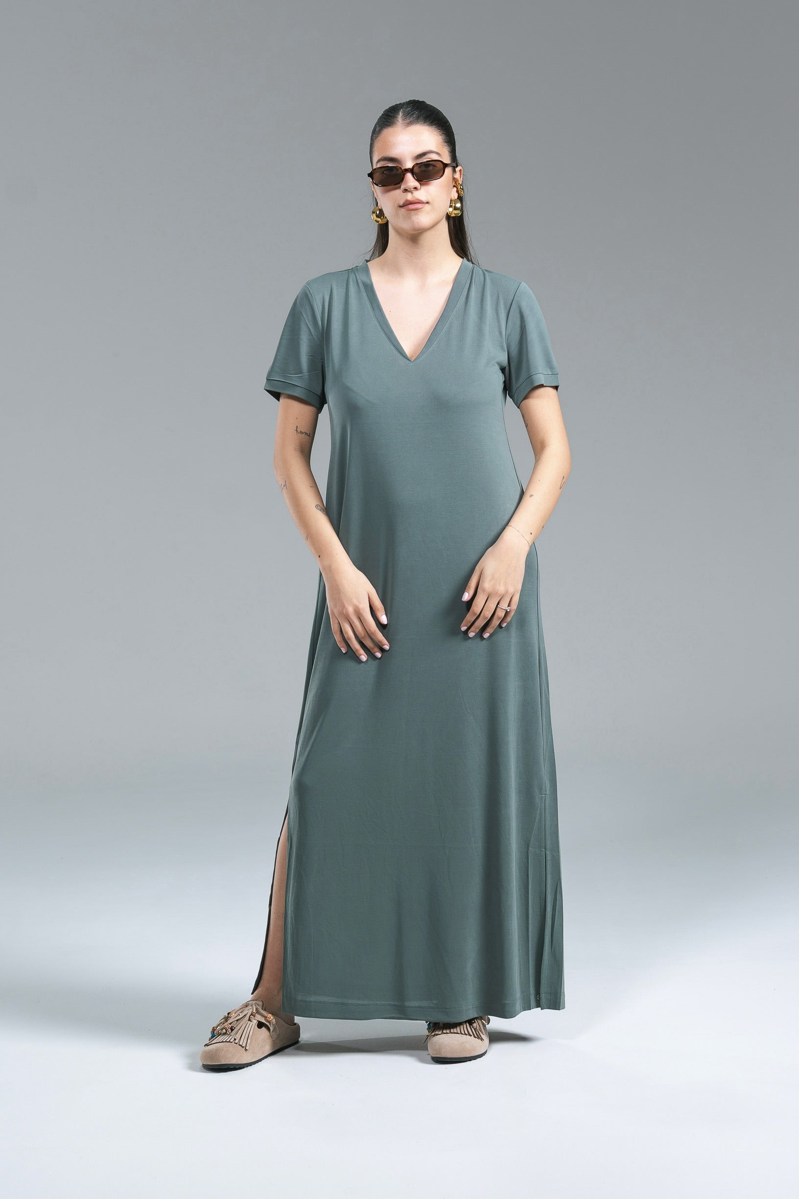 Maxi Abito Lyocell Fluido Surkana Verdone