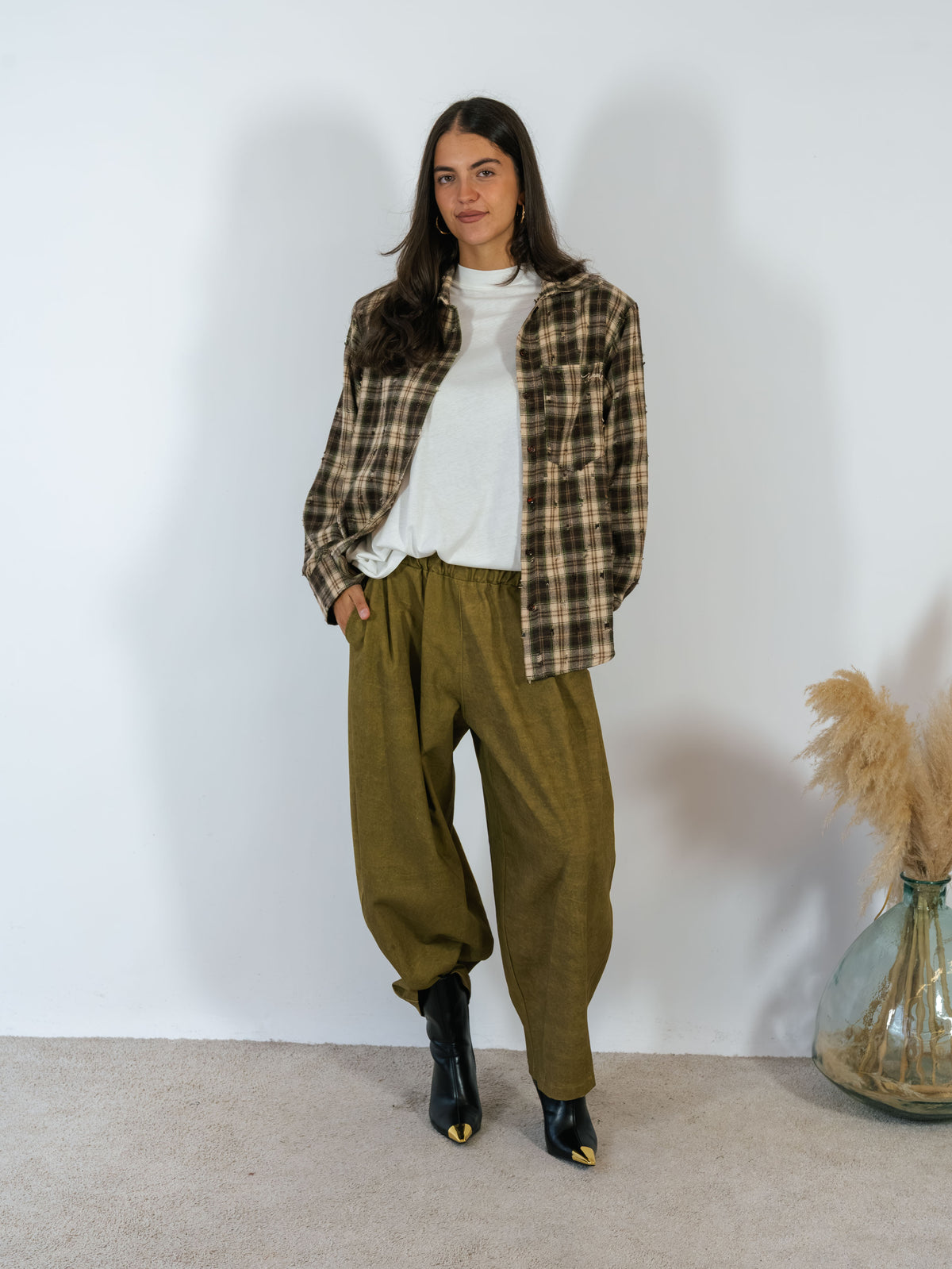 Maxi Camicia Tartan Flanella Rotture Kostumn1