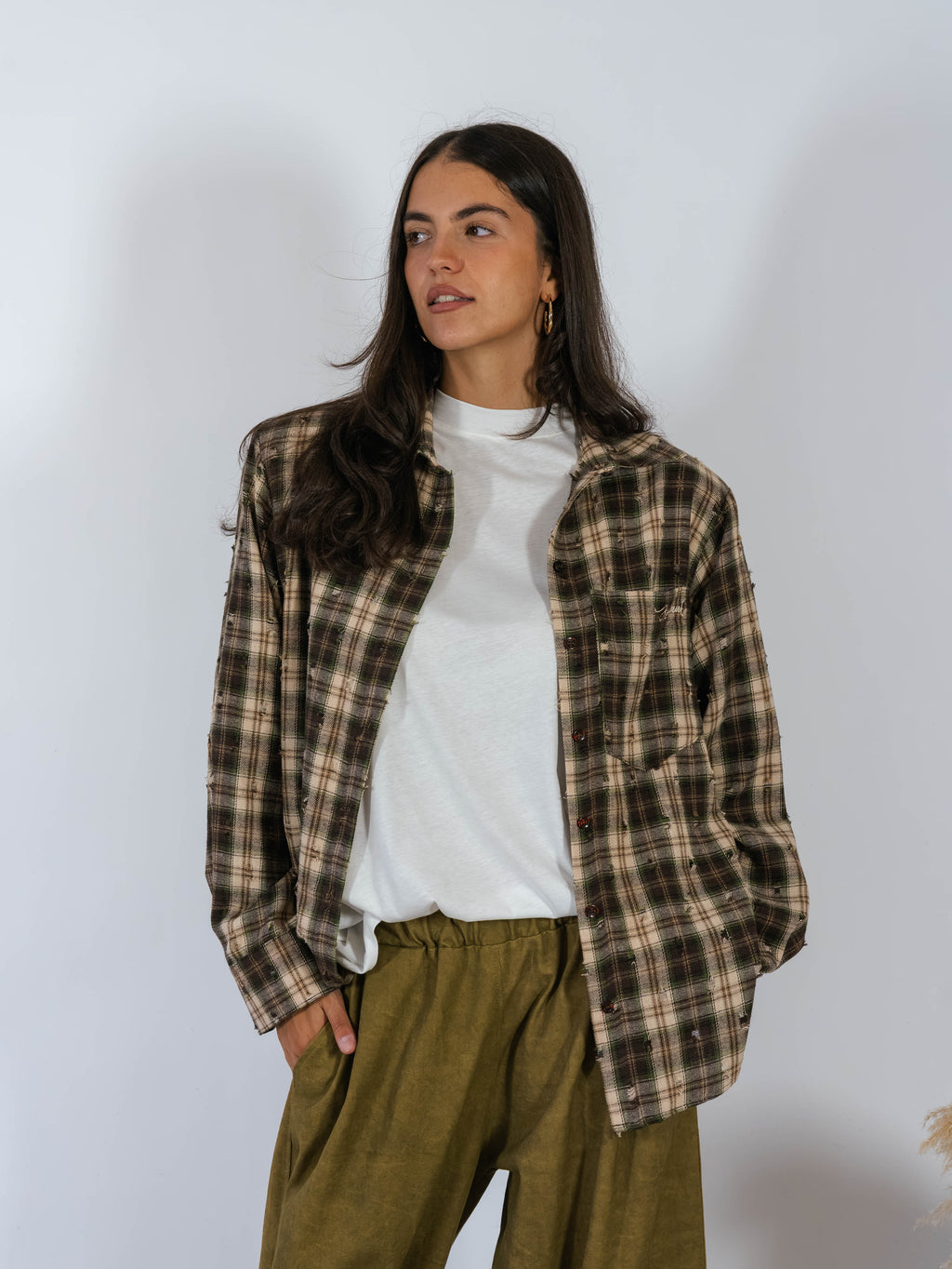 Maxi Camicia Tartan Flanella Rotture Kostumn1