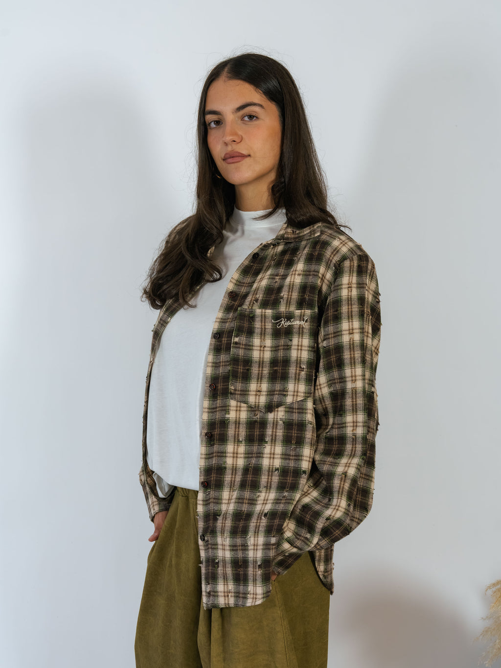 Maxi Camicia Tartan Flanella Rotture Kostumn1
