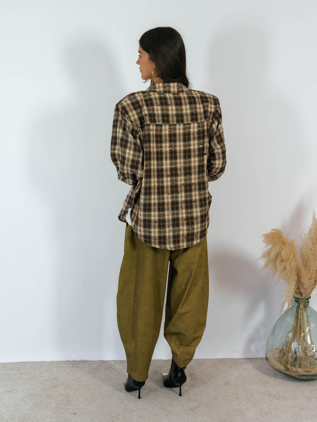 Maxi Camicia Tartan Flanella Rotture Kostumn1