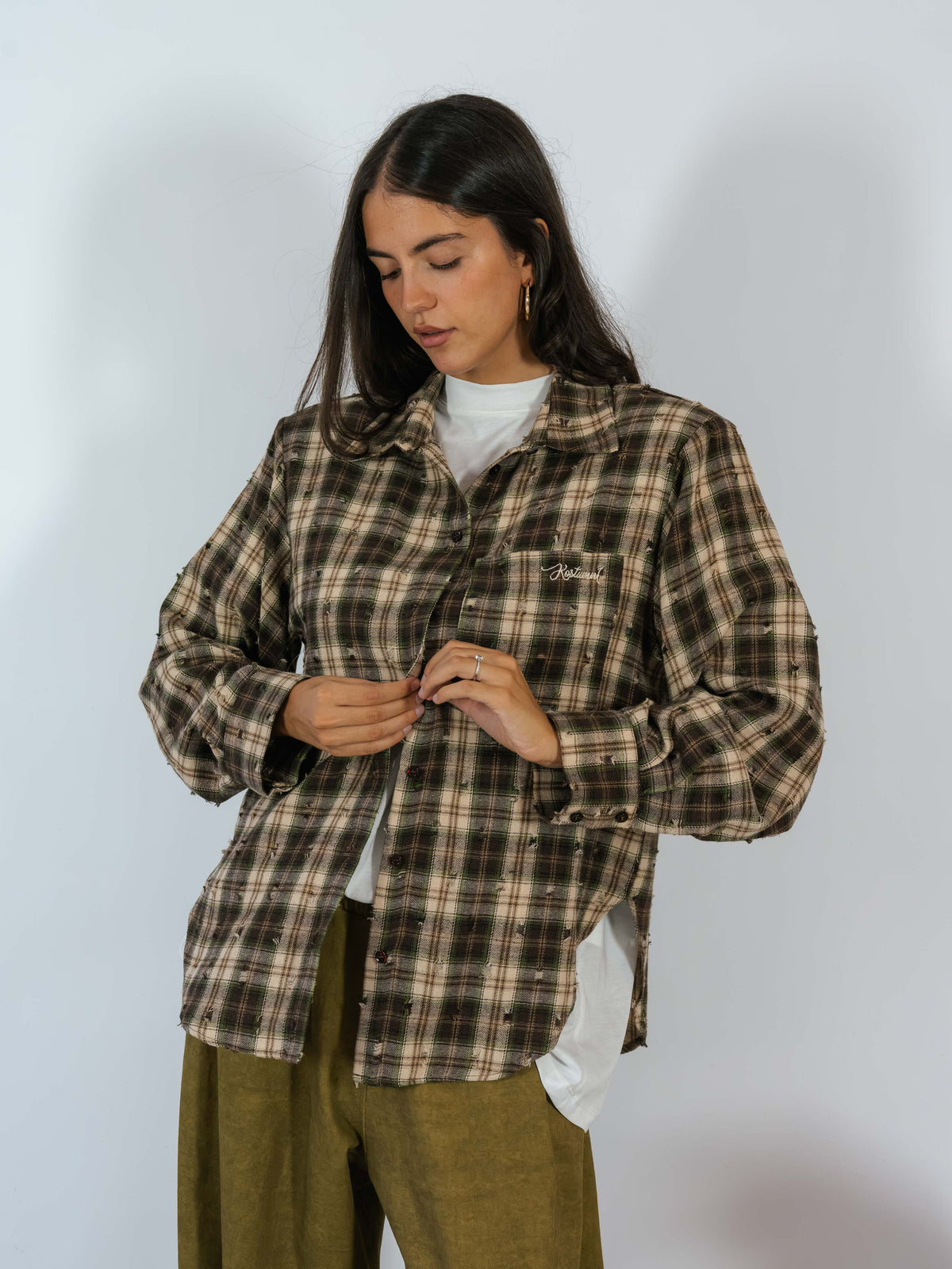 Maxi Camicia Tartan Flanella Rotture Kostumn1