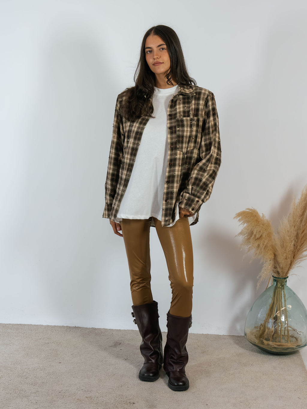 Maxi Camicia Tartan Flanella Rotture Kostumn1