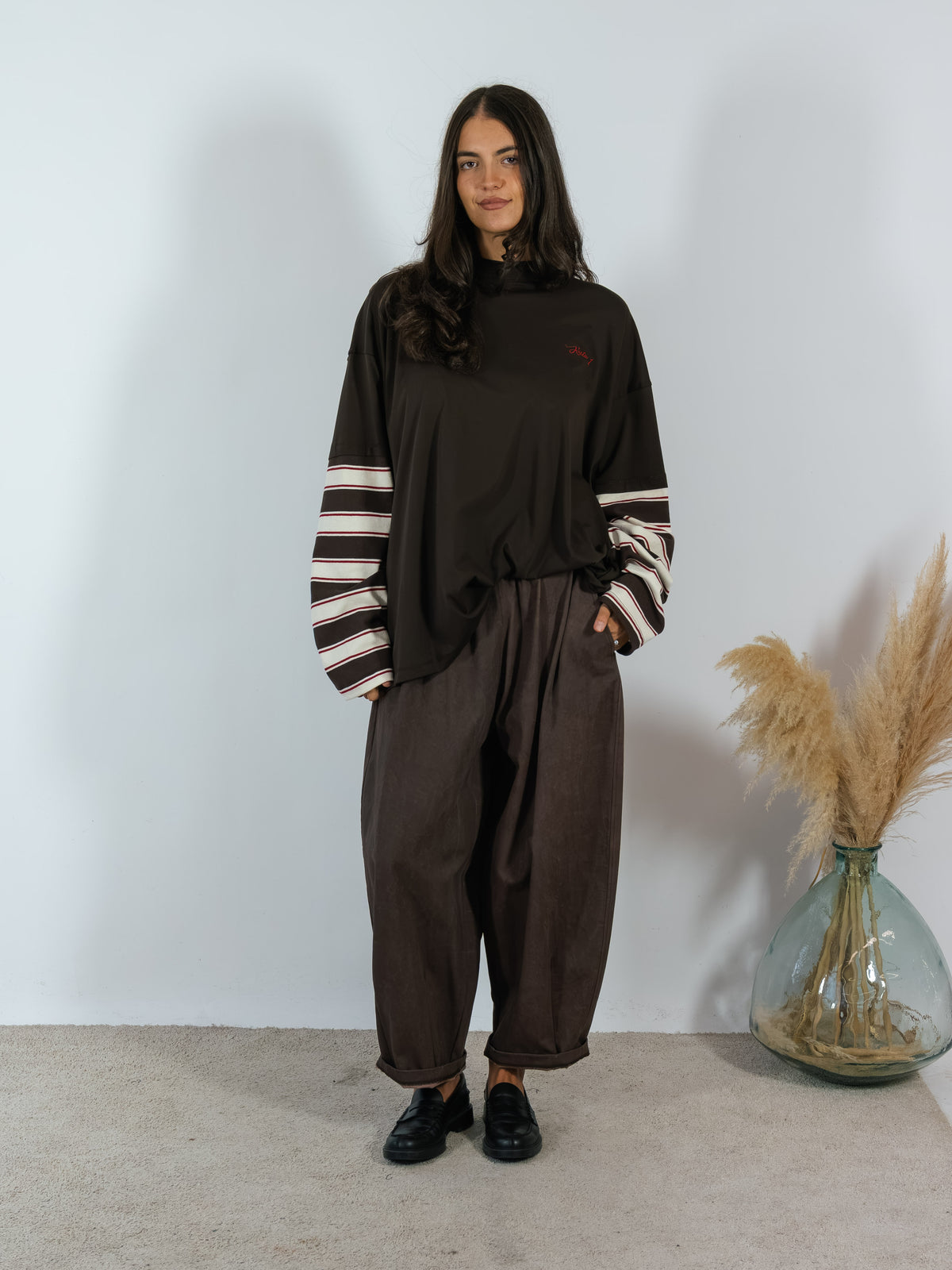 Maxi Maglia Manica Righe Cioccolato Kostumn1