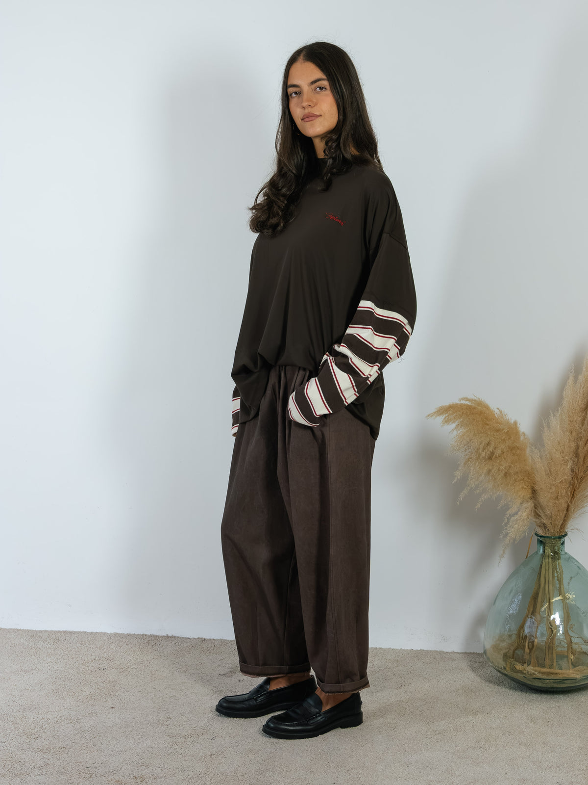 Maxi Maglia Manica Righe Cioccolato Kostumn1