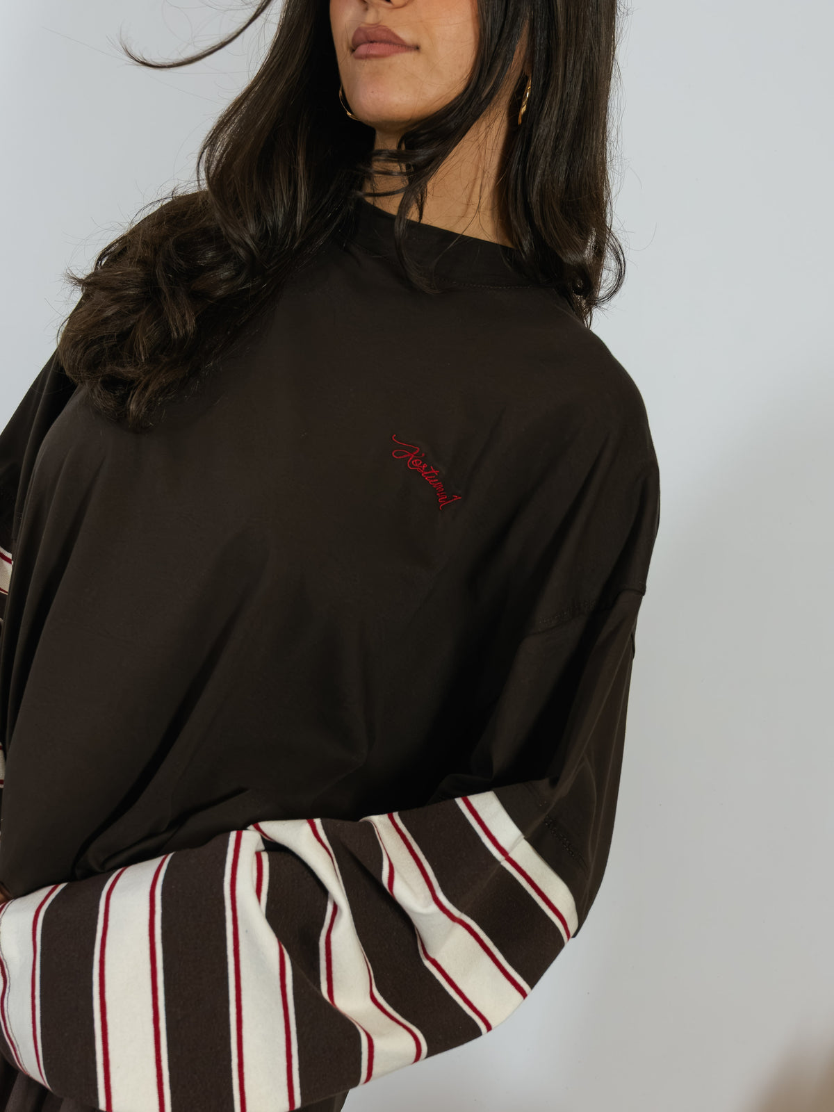 Maxi Maglia Manica Righe Cioccolato Kostumn1