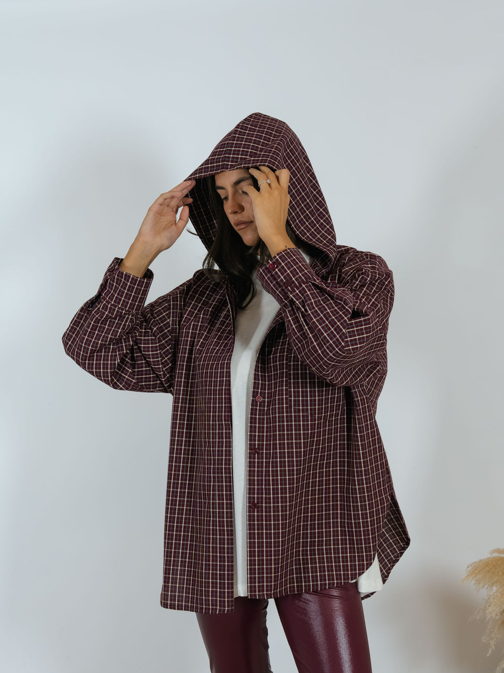 Camicia Check Cappuccio Kostumn1 Borgogna