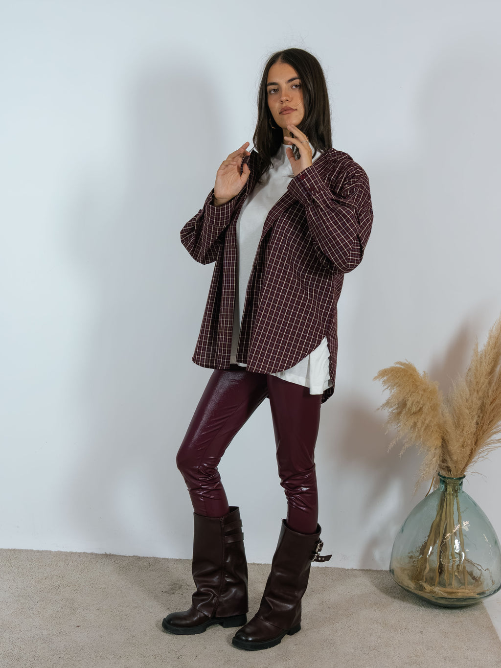 Camicia Check Cappuccio Kostumn1 Borgogna