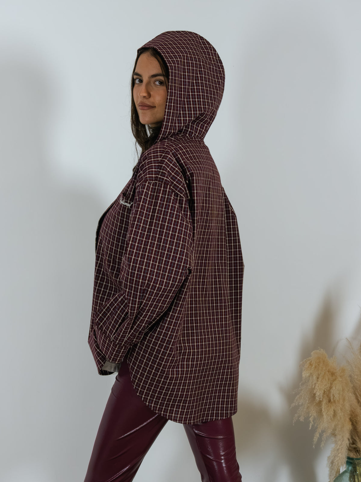 Camicia Check Cappuccio Kostumn1 Borgogna
