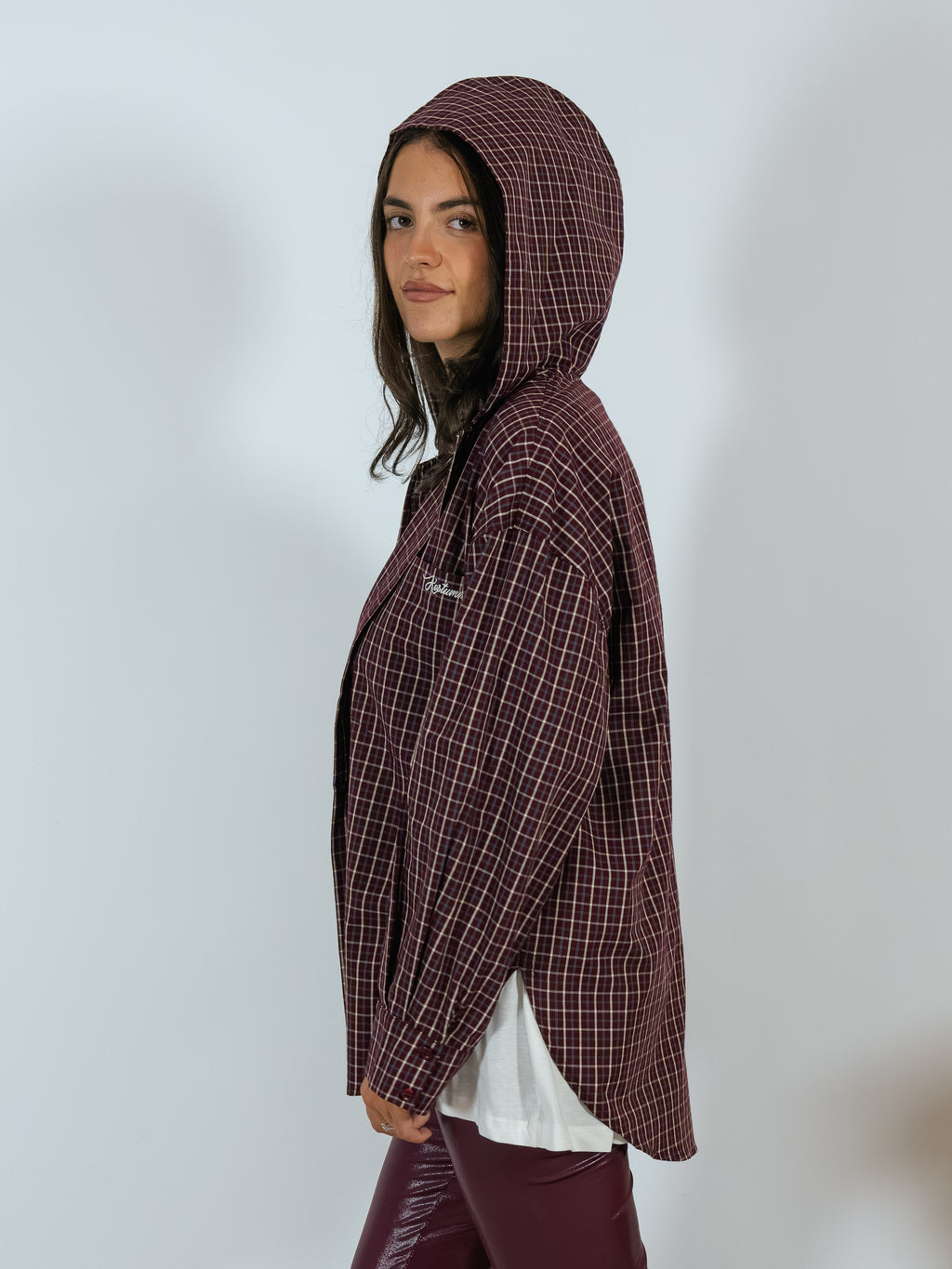 Camicia Check Cappuccio Kostumn1 Borgogna