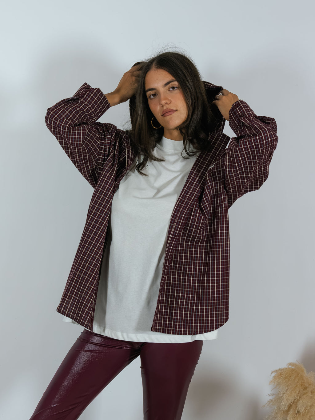 Camicia Check Cappuccio Kostumn1 Borgogna