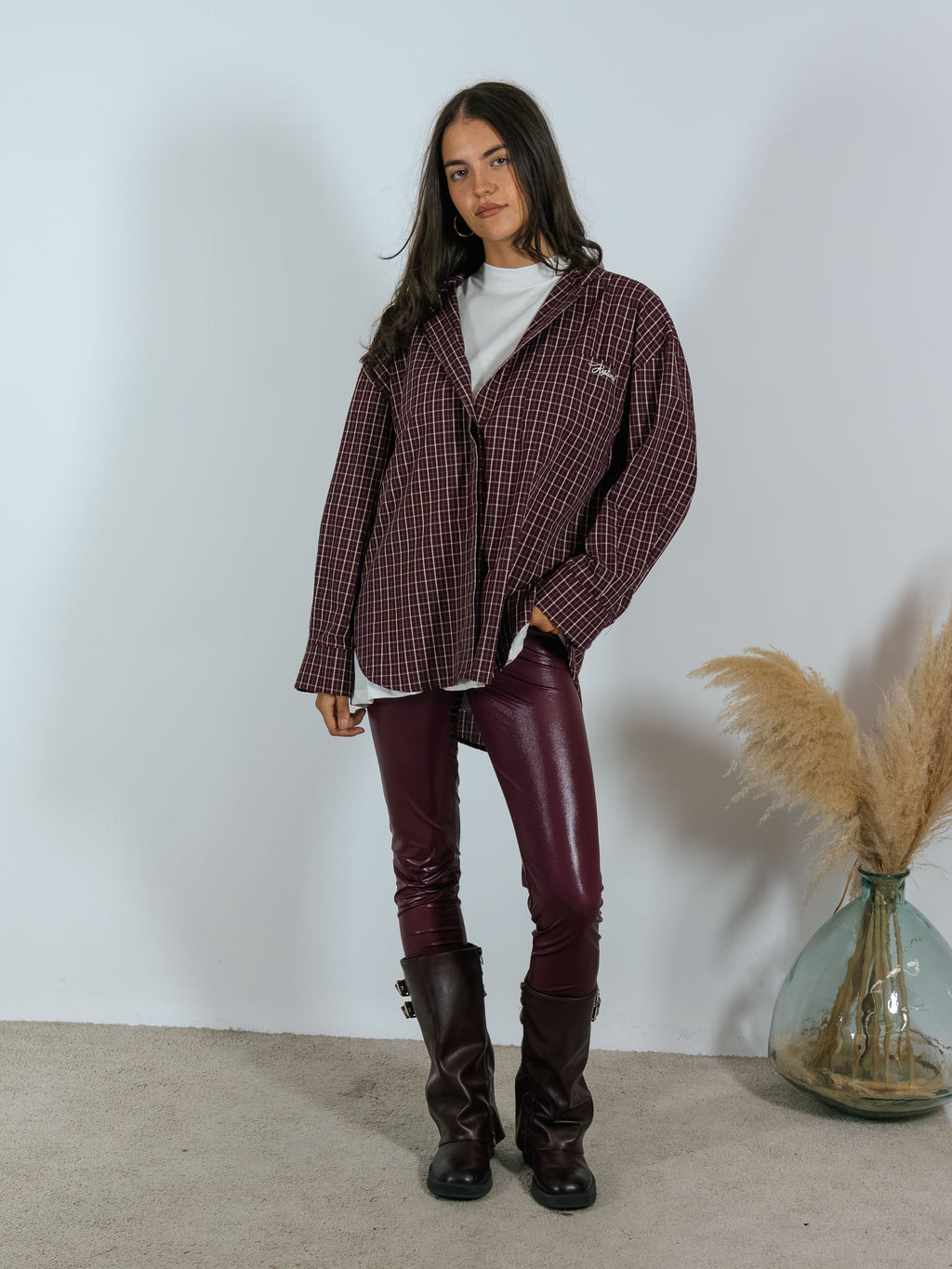 Camicia Check Cappuccio Kostumn1 Borgogna