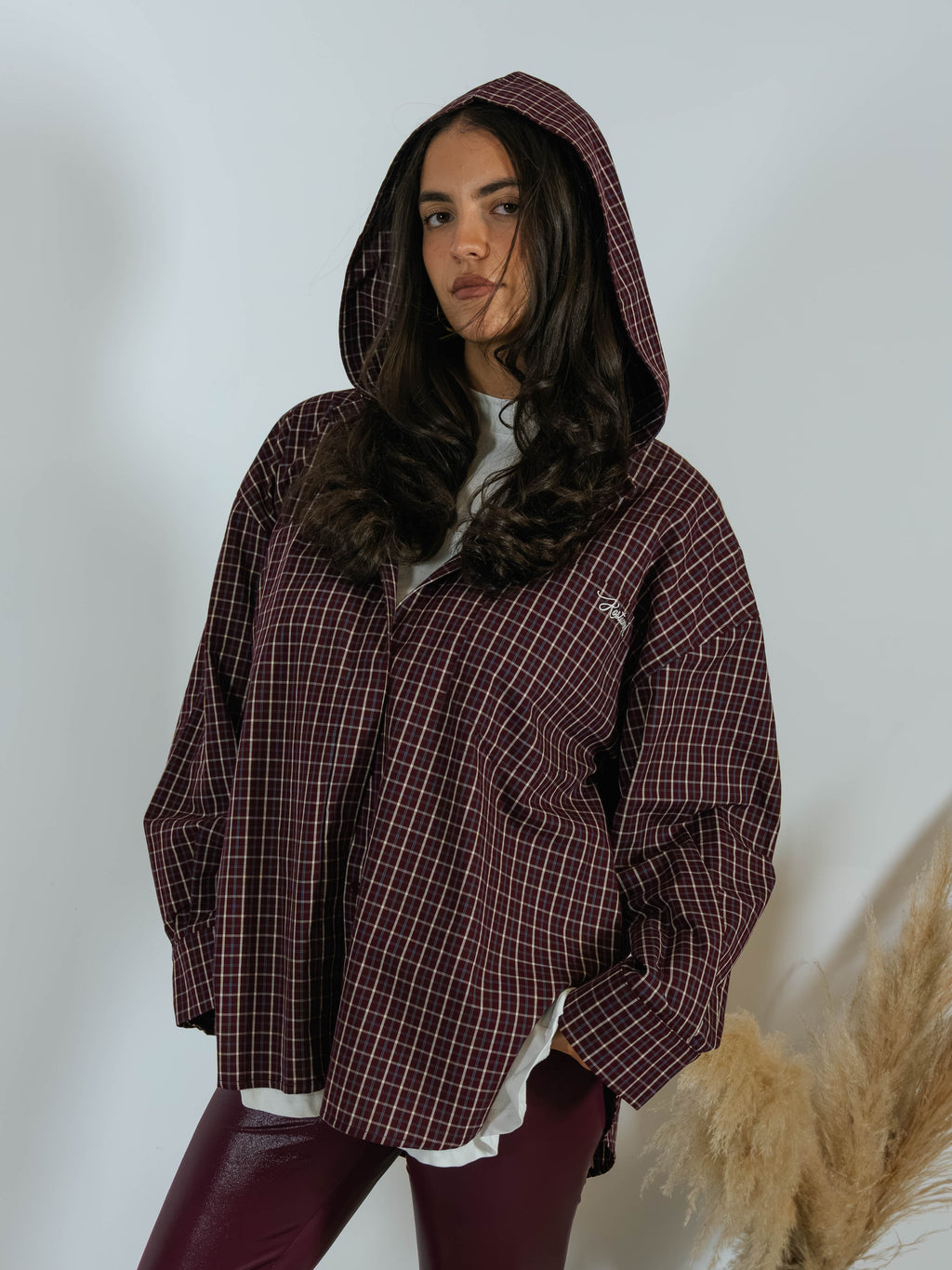 Camicia Check Cappuccio Kostumn1 Borgogna