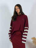 Maxi Maglia Manica Righe Borgogna Kostumn1