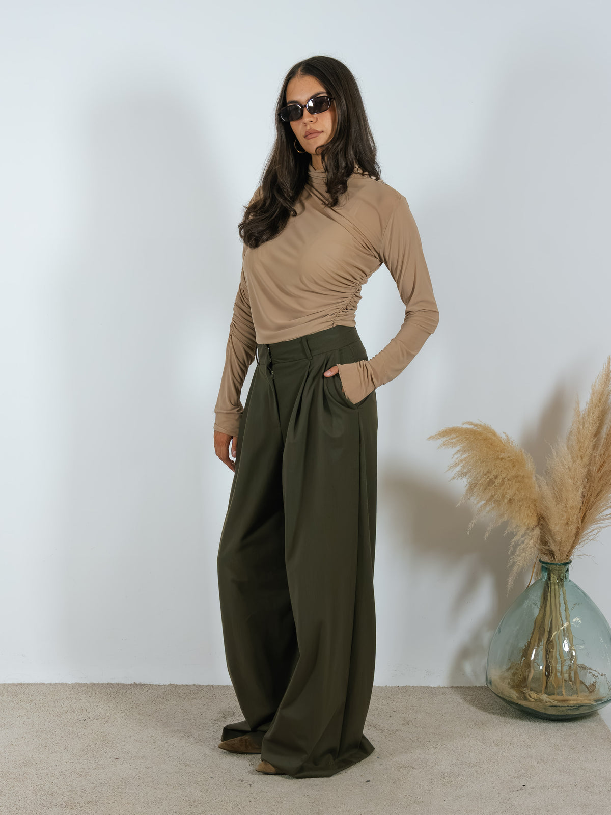 Pantalone Pinces Gessato Kostumn1 Militare