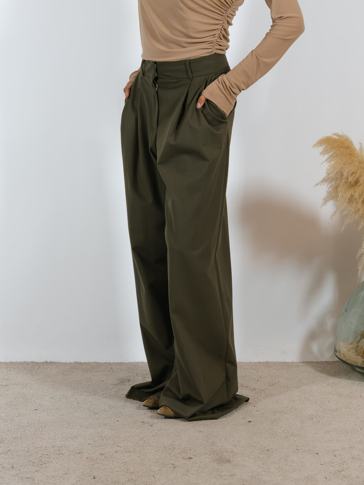 Pantalone Pinces Gessato Kostumn1 Militare