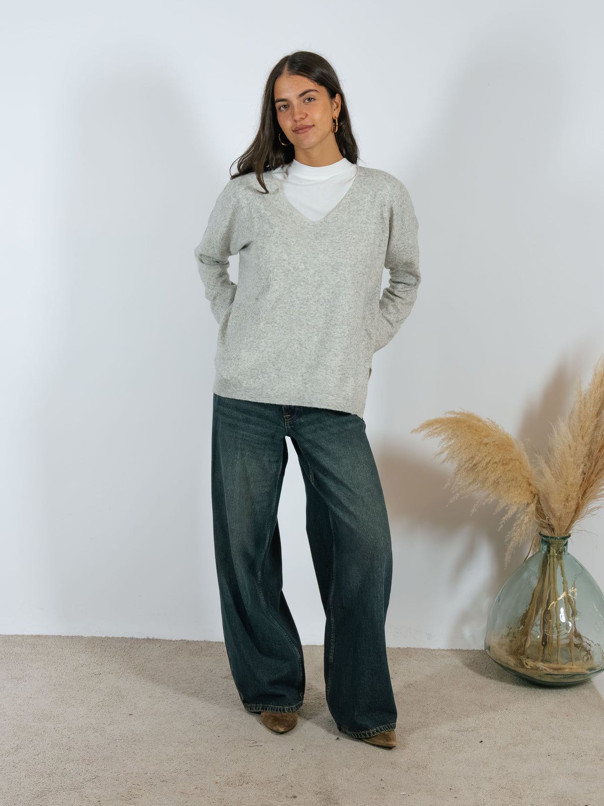 Maglia Scollo V YouDecide Grigio Melange