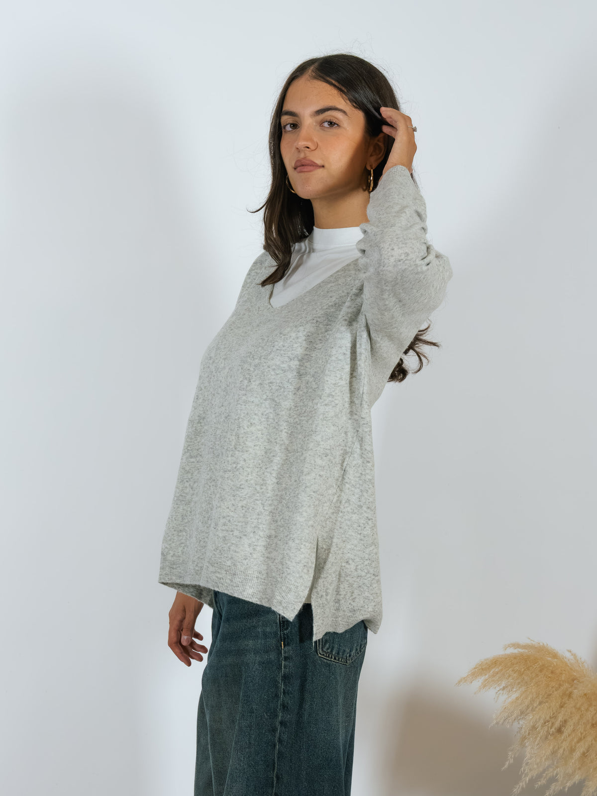 Maglia Scollo V YouDecide Grigio Melange