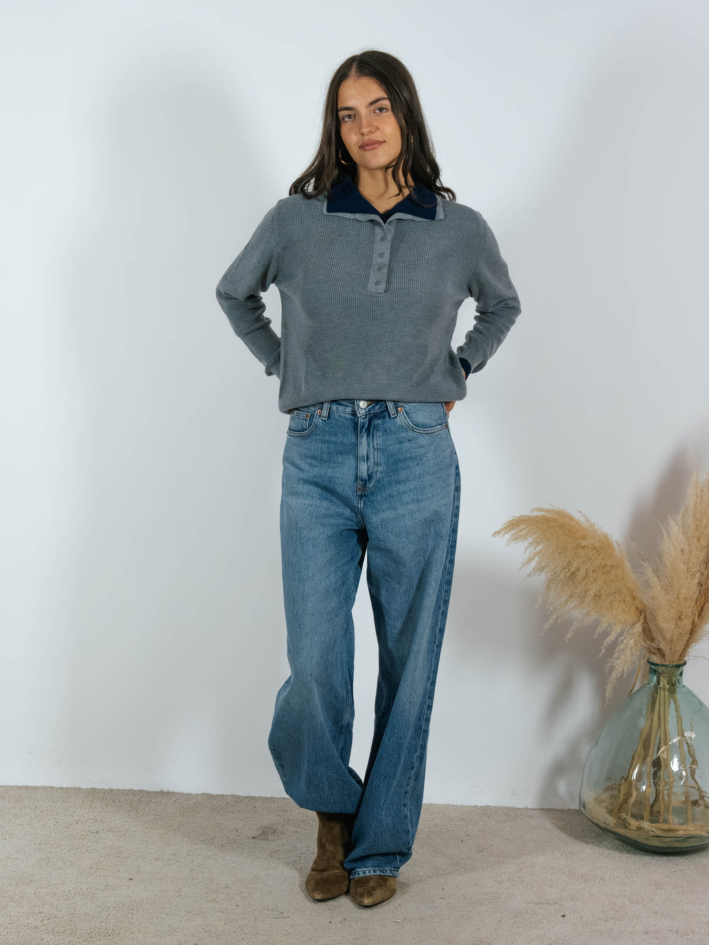 Pull Serafino Doppio Colletto YouDecide Grigio/Blu