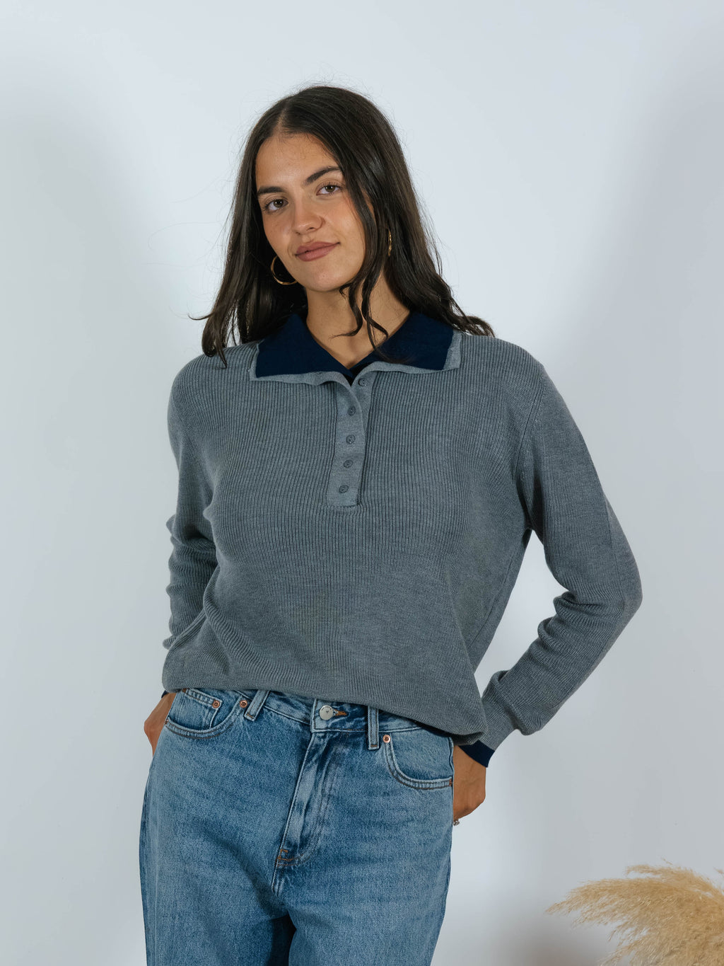Pull Serafino Doppio Colletto YouDecide Grigio/Blu