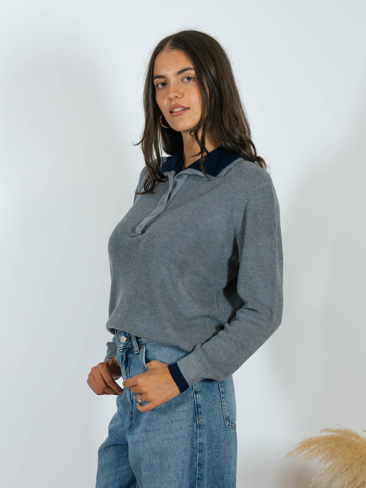 Pull Serafino Doppio Colletto YouDecide Grigio/Blu