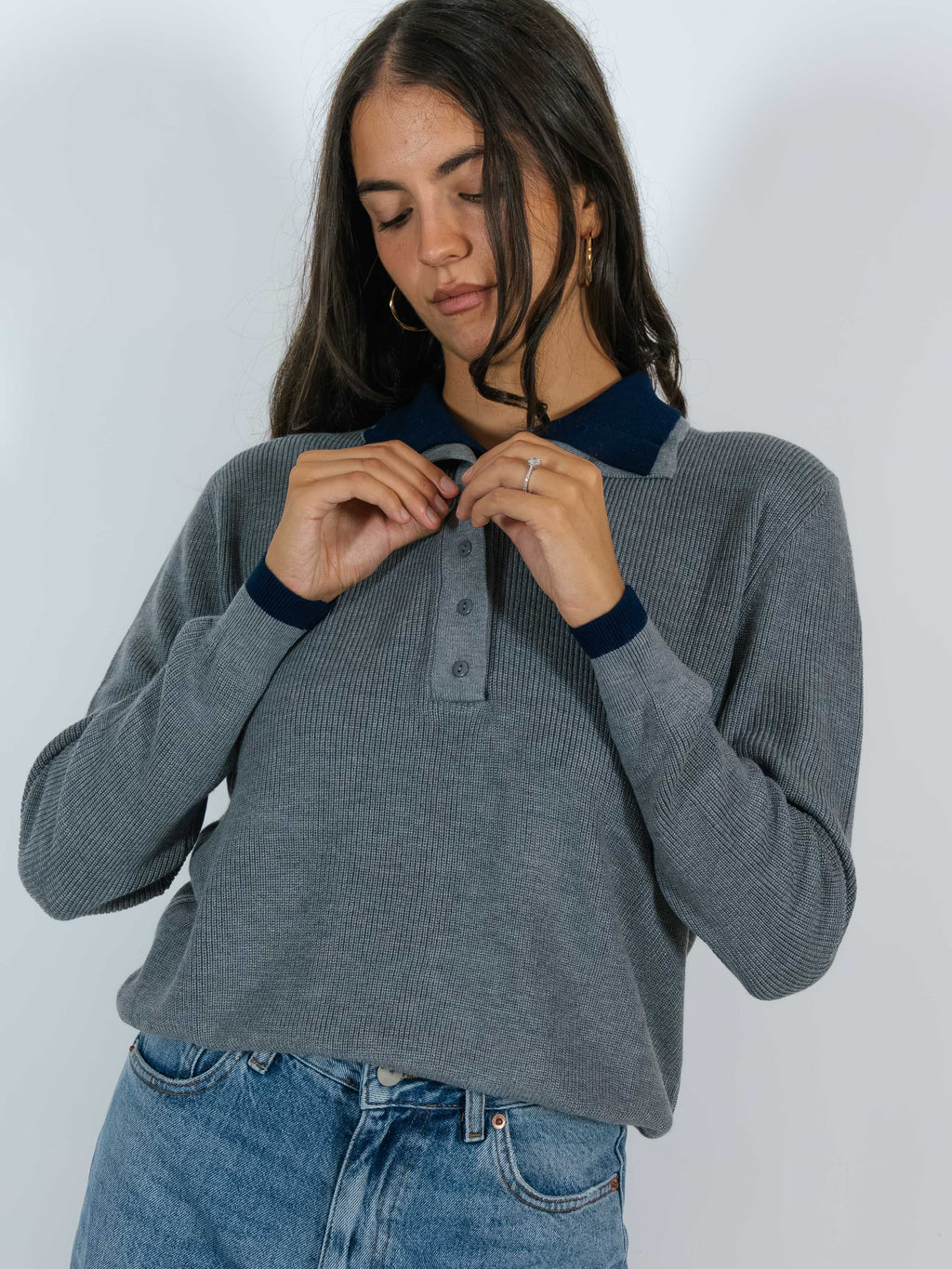 Pull Serafino Doppio Colletto YouDecide Grigio/Blu