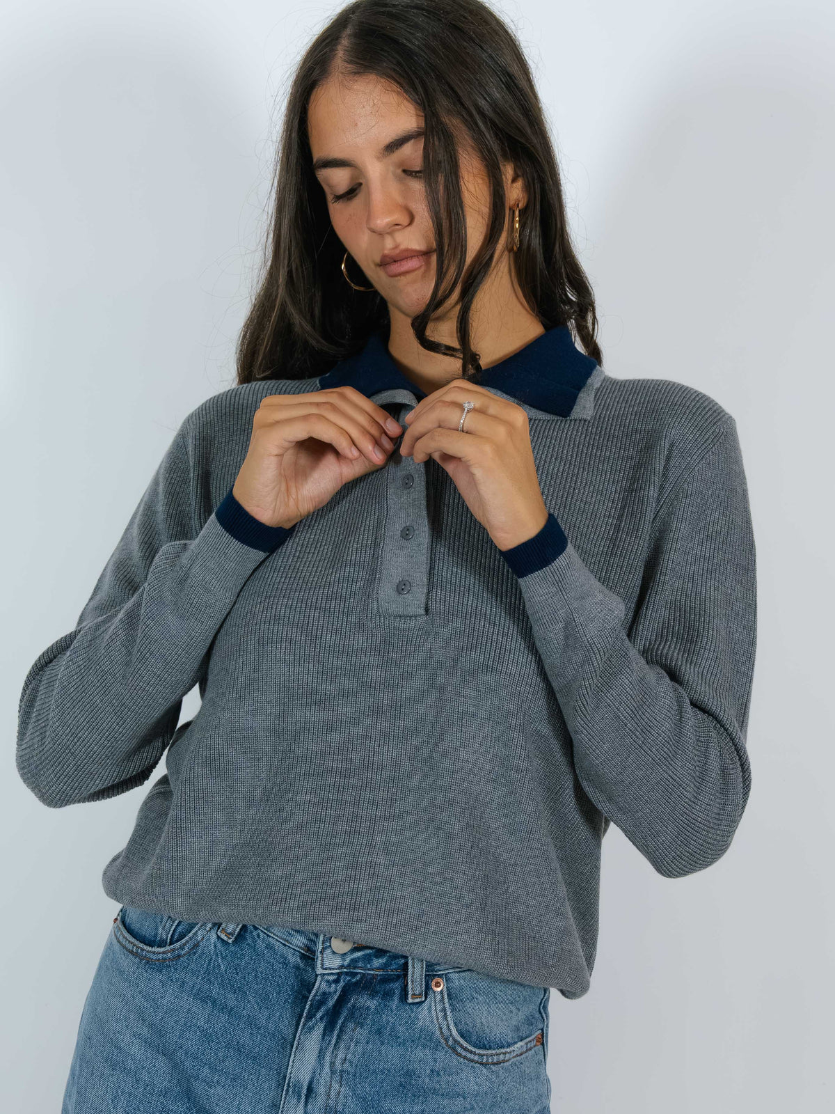 Pull Serafino Doppio Colletto YouDecide Grigio/Blu