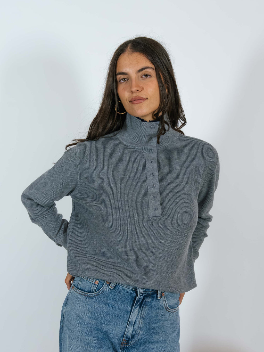Pull Serafino Doppio Colletto YouDecide Grigio/Blu