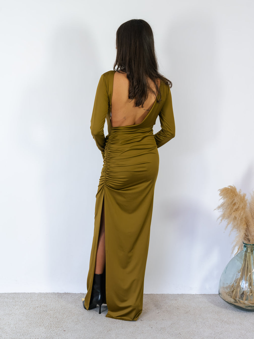Abito Drappeggio Spandex Kostumn1 Oliva