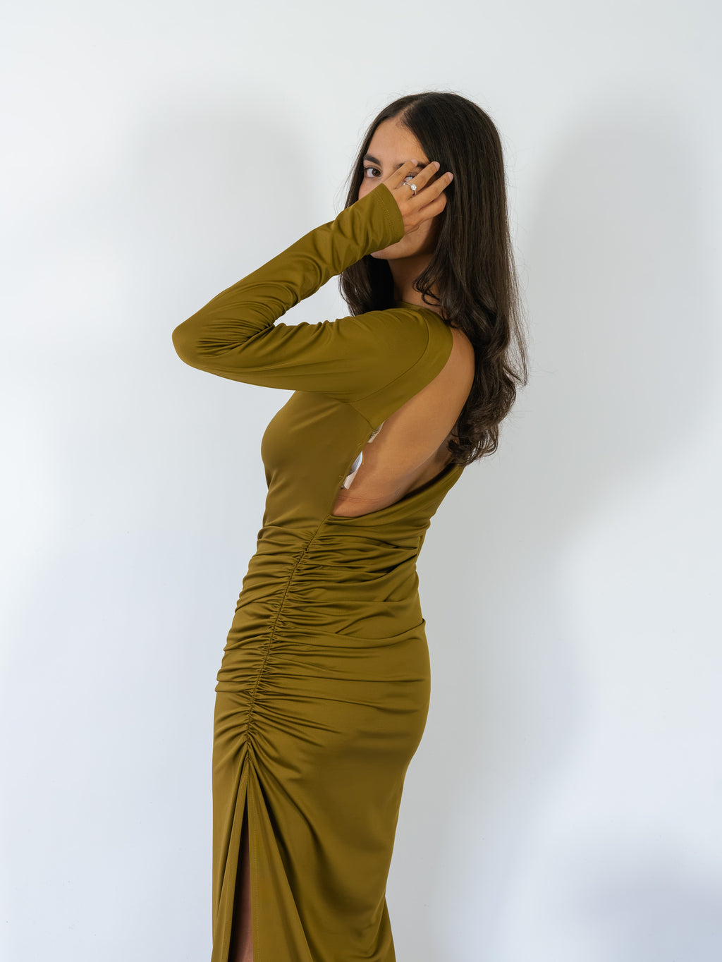Abito Drappeggio Spandex Kostumn1 Oliva