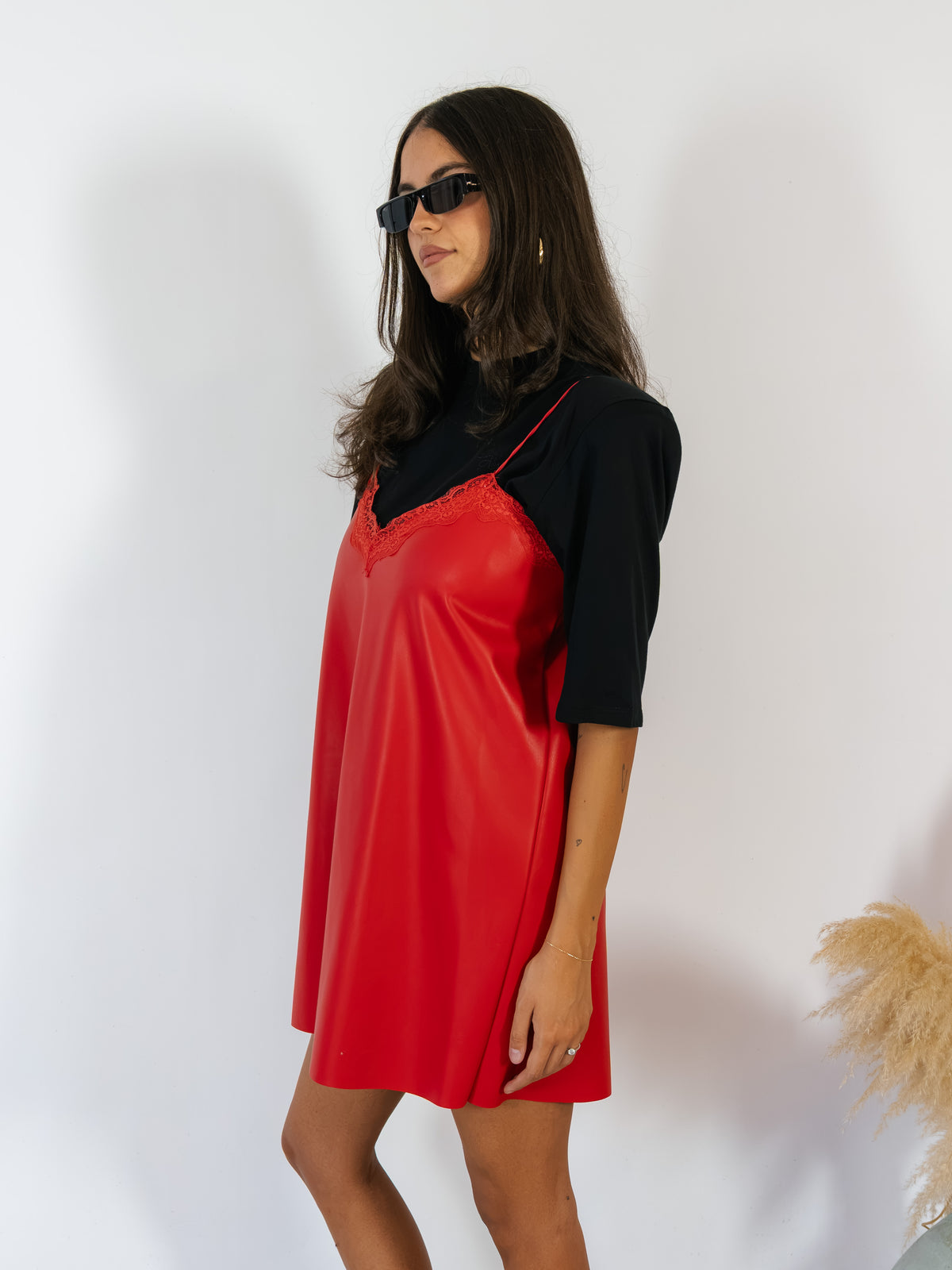 Abito Lingerie Leather Rosso Kostumn1