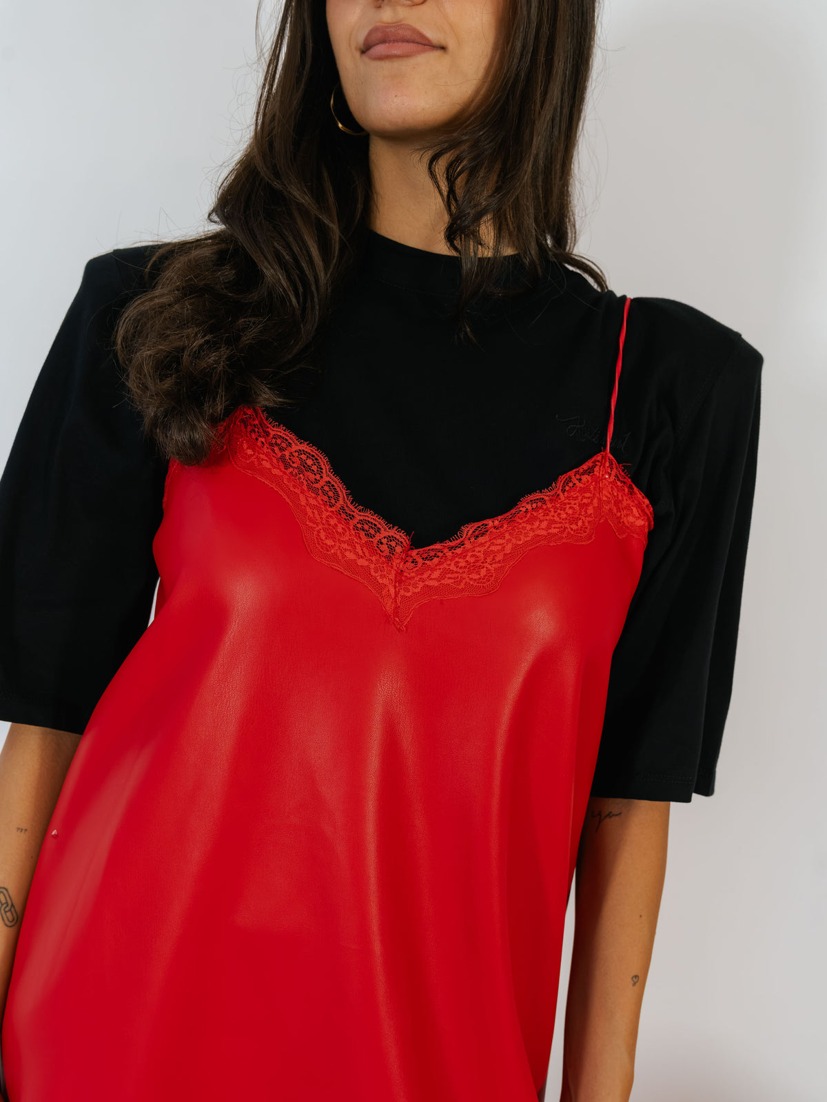 Abito Lingerie Leather Rosso Kostumn1