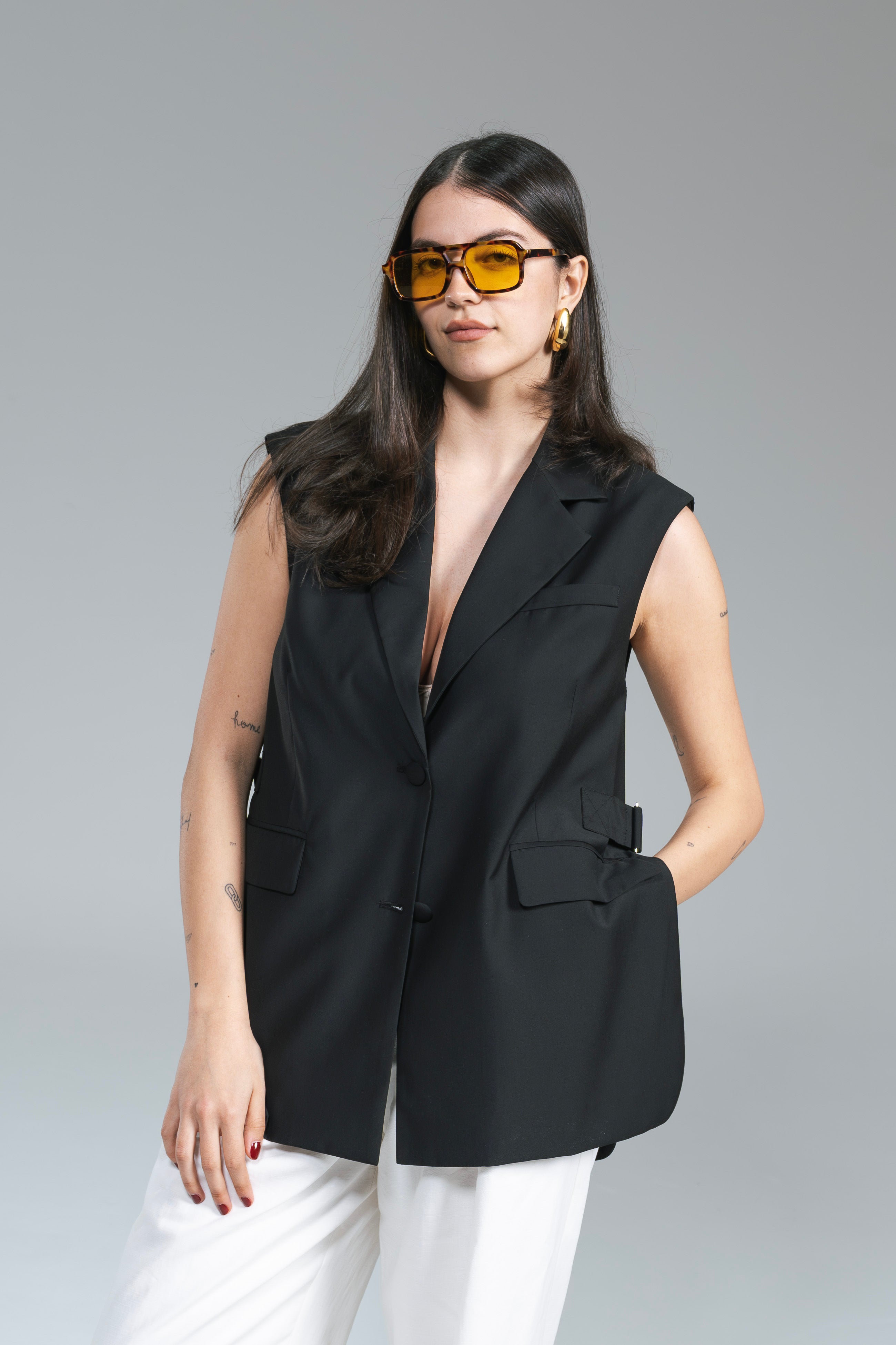 Maxi Gilet Cut-Out Nero YouDecide