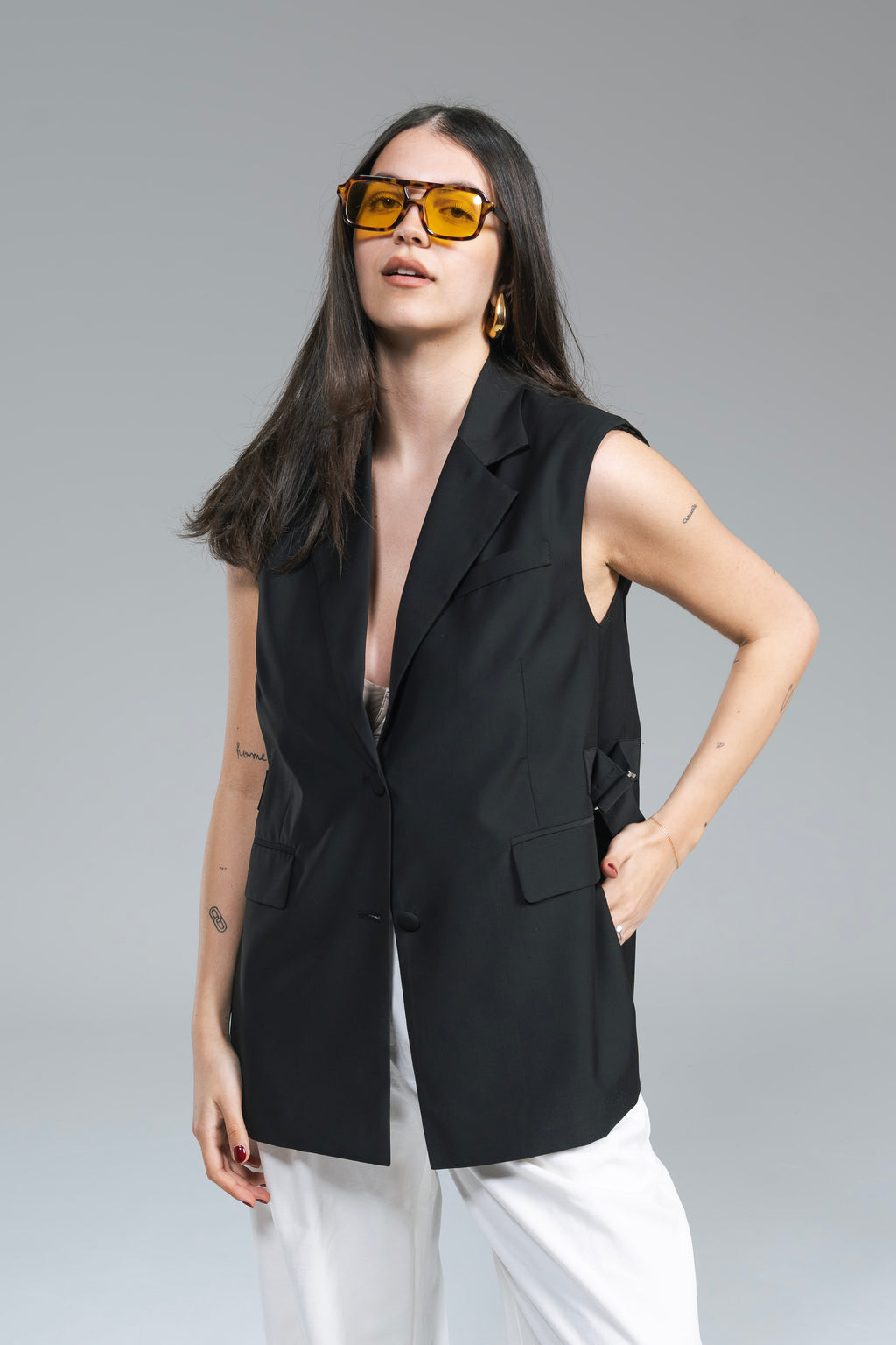 Maxi Gilet Cut-Out Nero YouDecide
