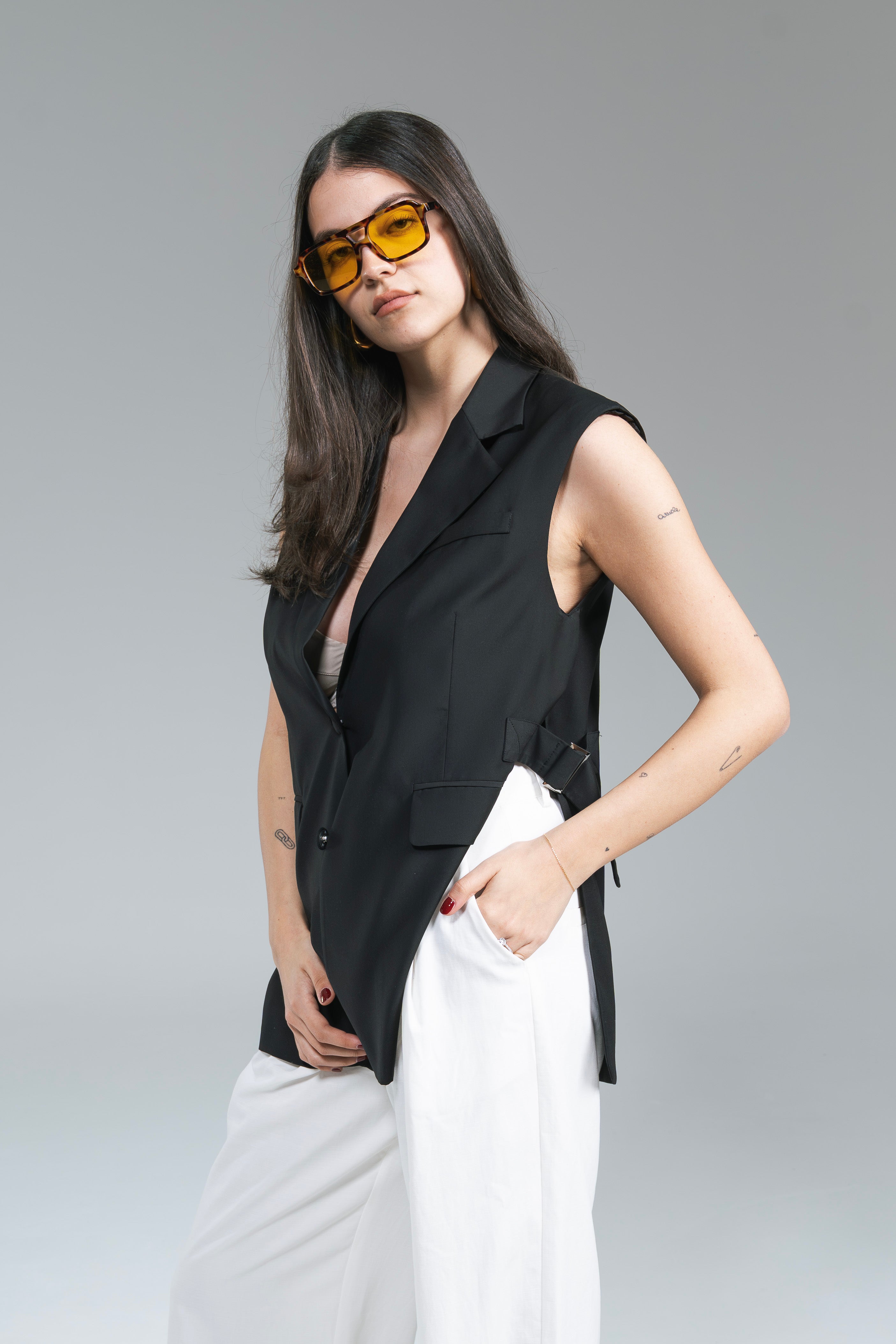 Maxi Gilet Cut-Out Nero YouDecide