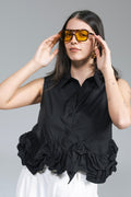 Camicia Smanicata Rouches Nero YouDecide