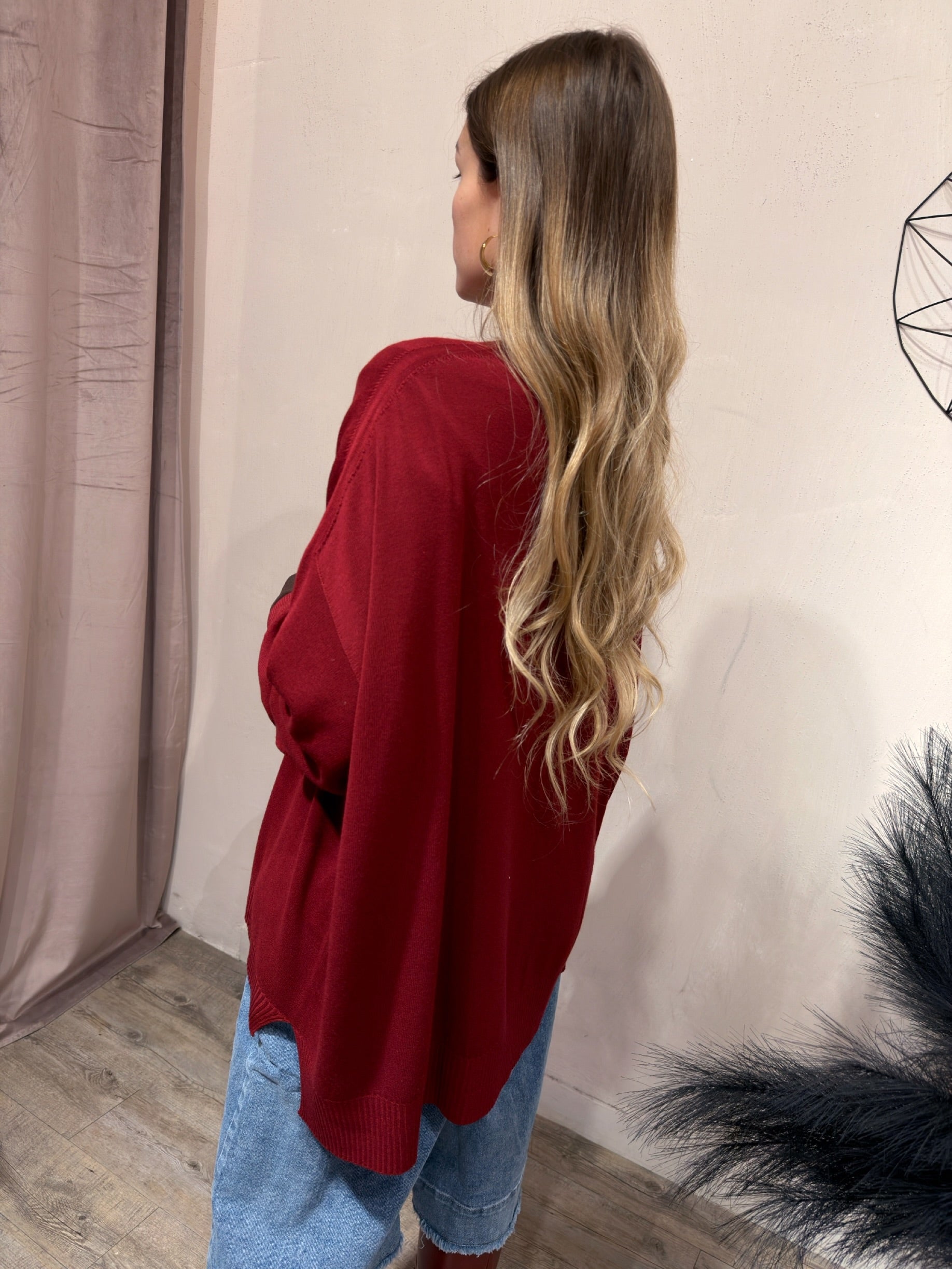 Maxi Cardigan Viscosa Kontatto Vino