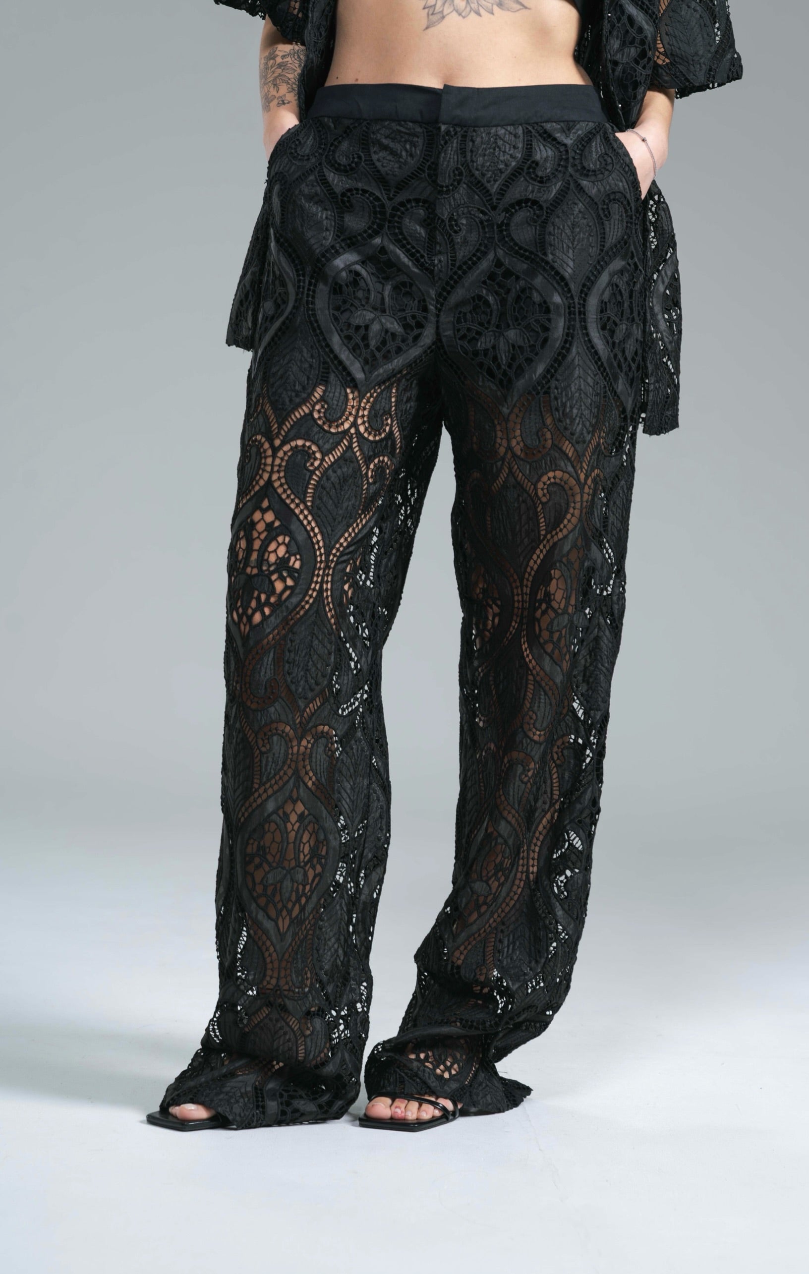 Pantalone Pizzo Nero Glamorous
