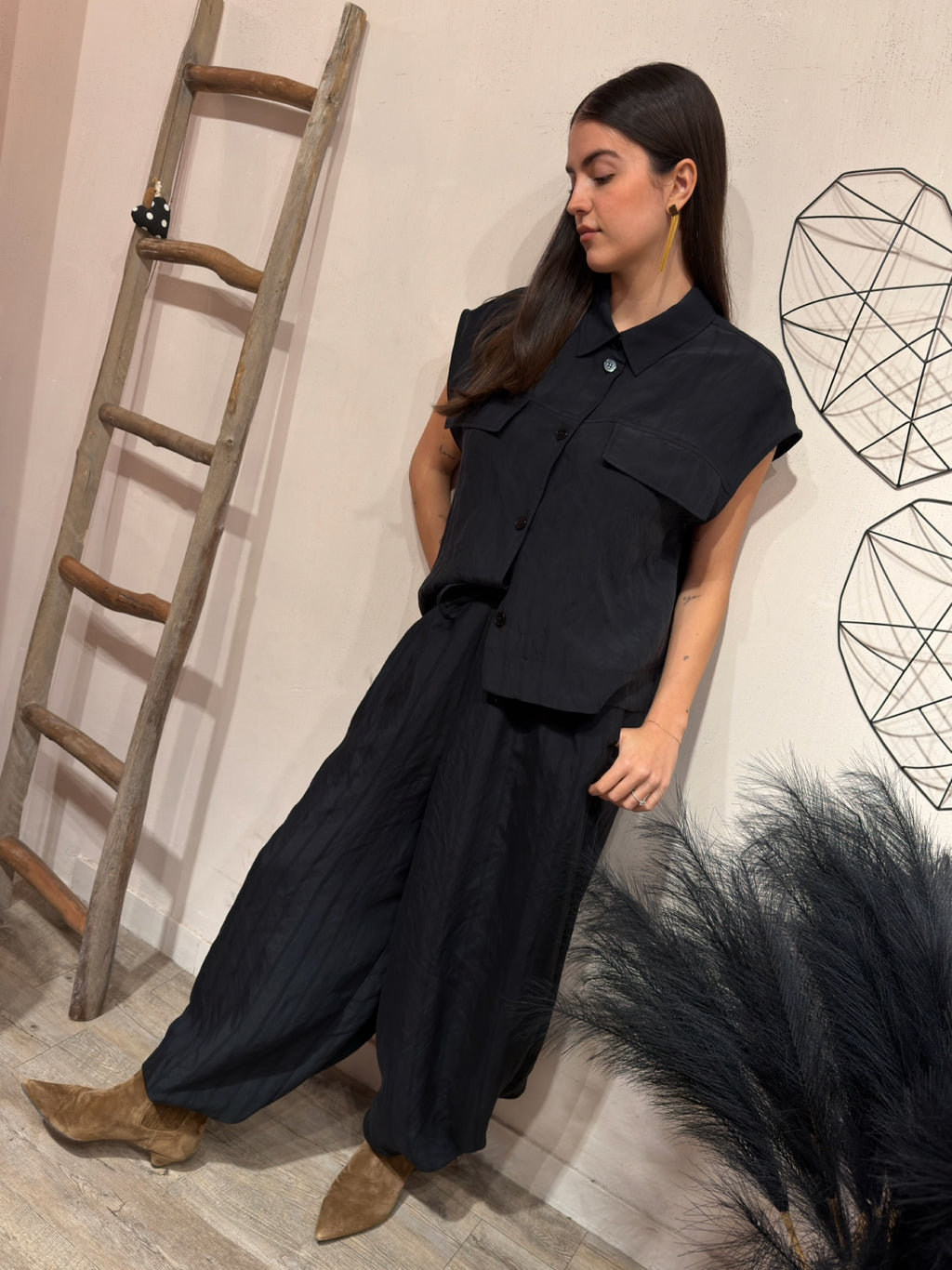 Camicia Tasche Nero Kontatto