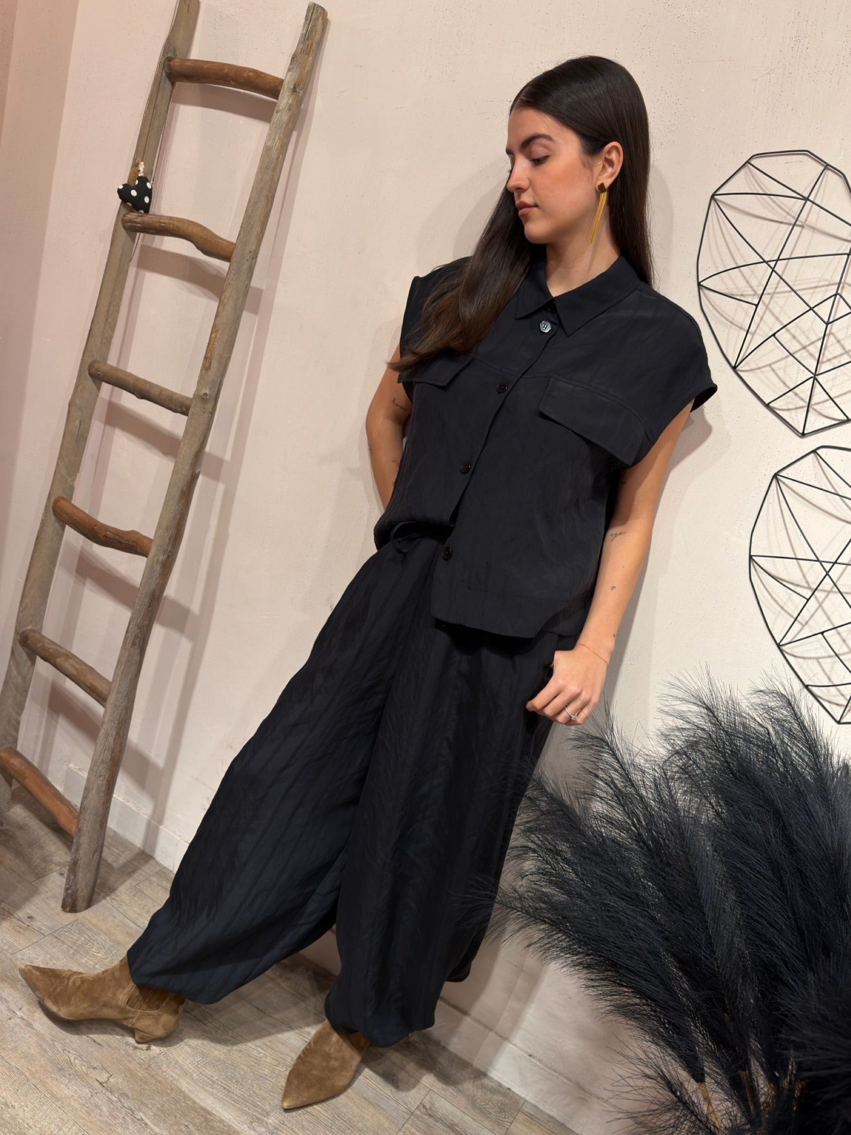 Camicia Tasche Nero Kontatto