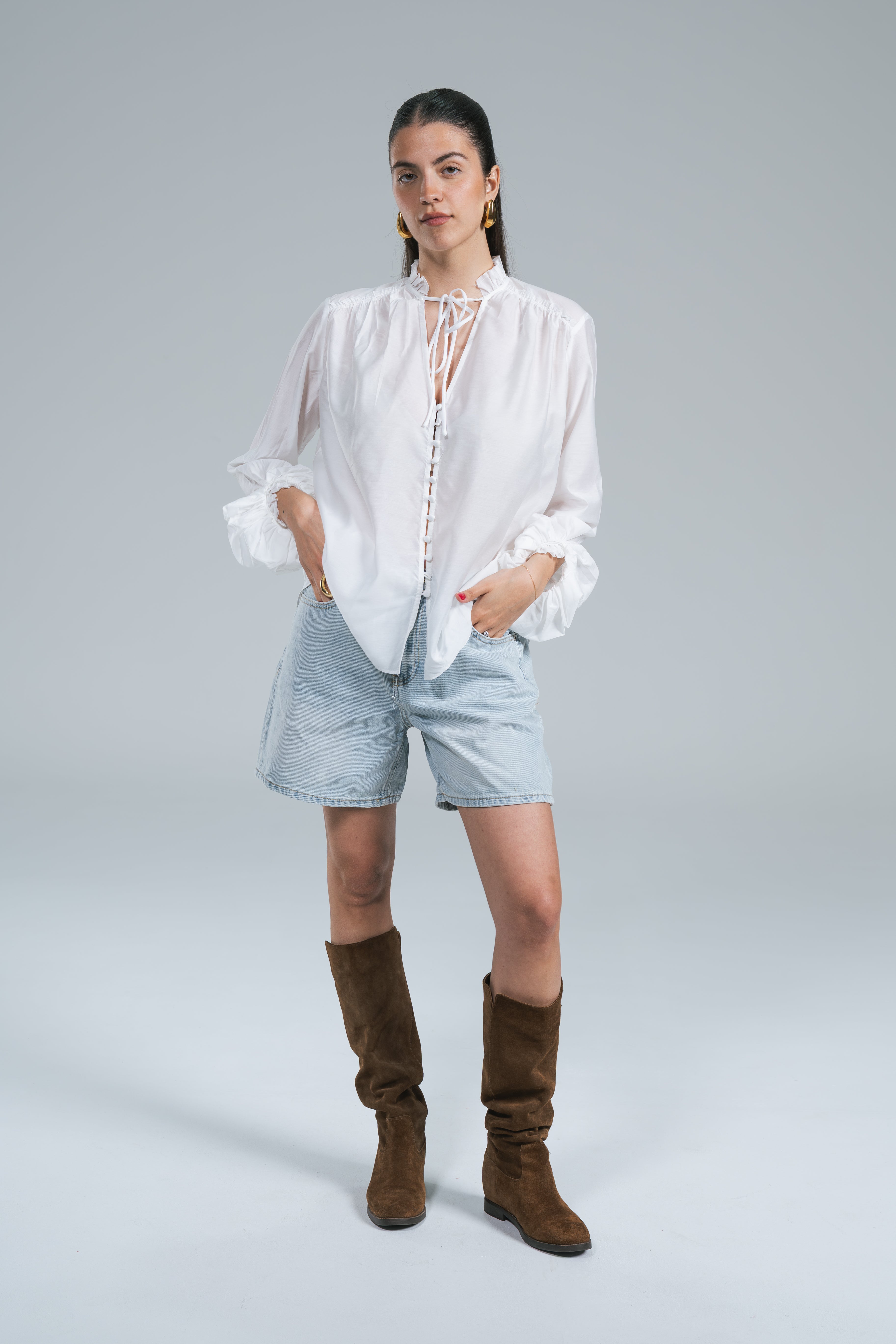 Maxi Camicia Waffle Bianco Glamorous