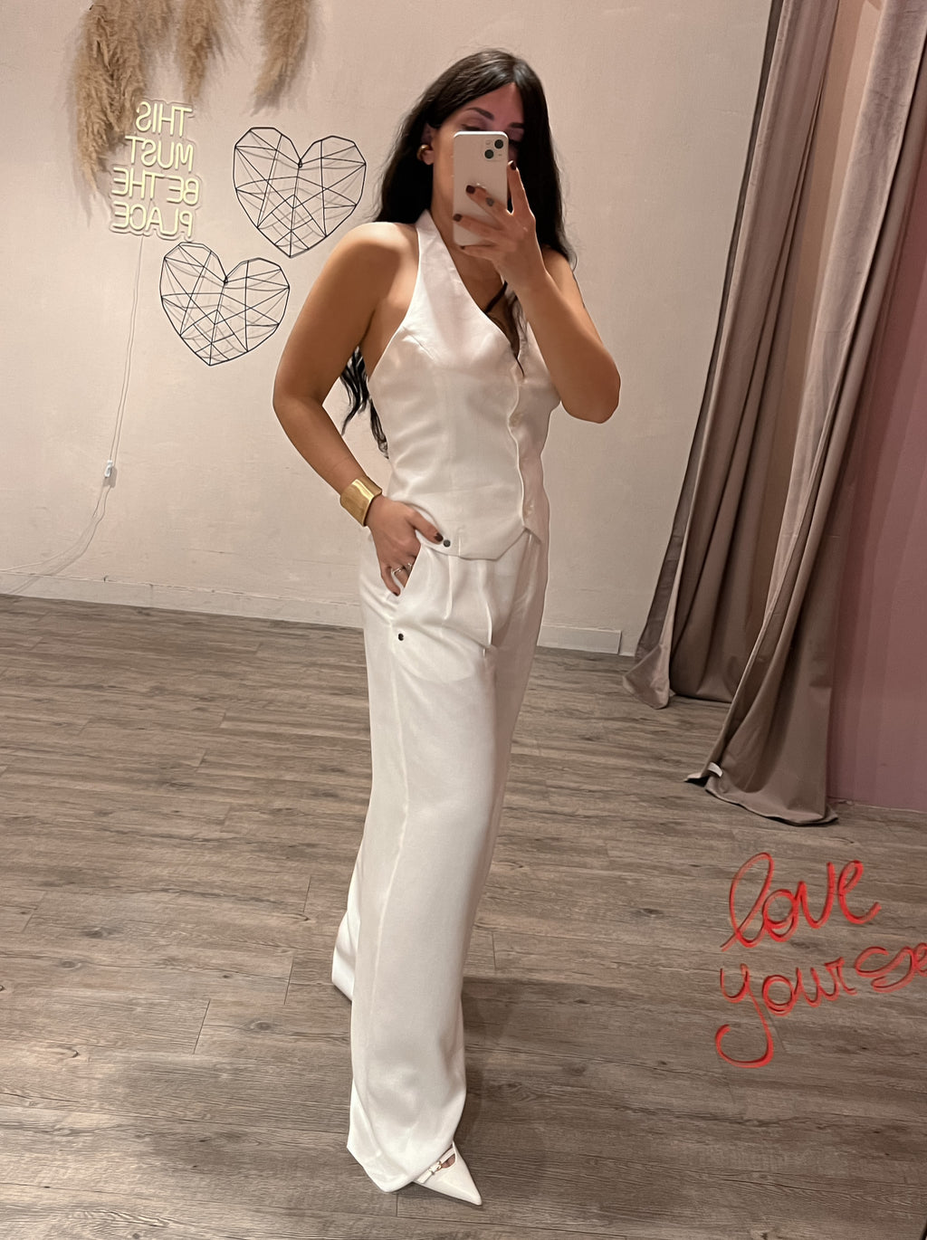 Gilet Scollo America White Surkana