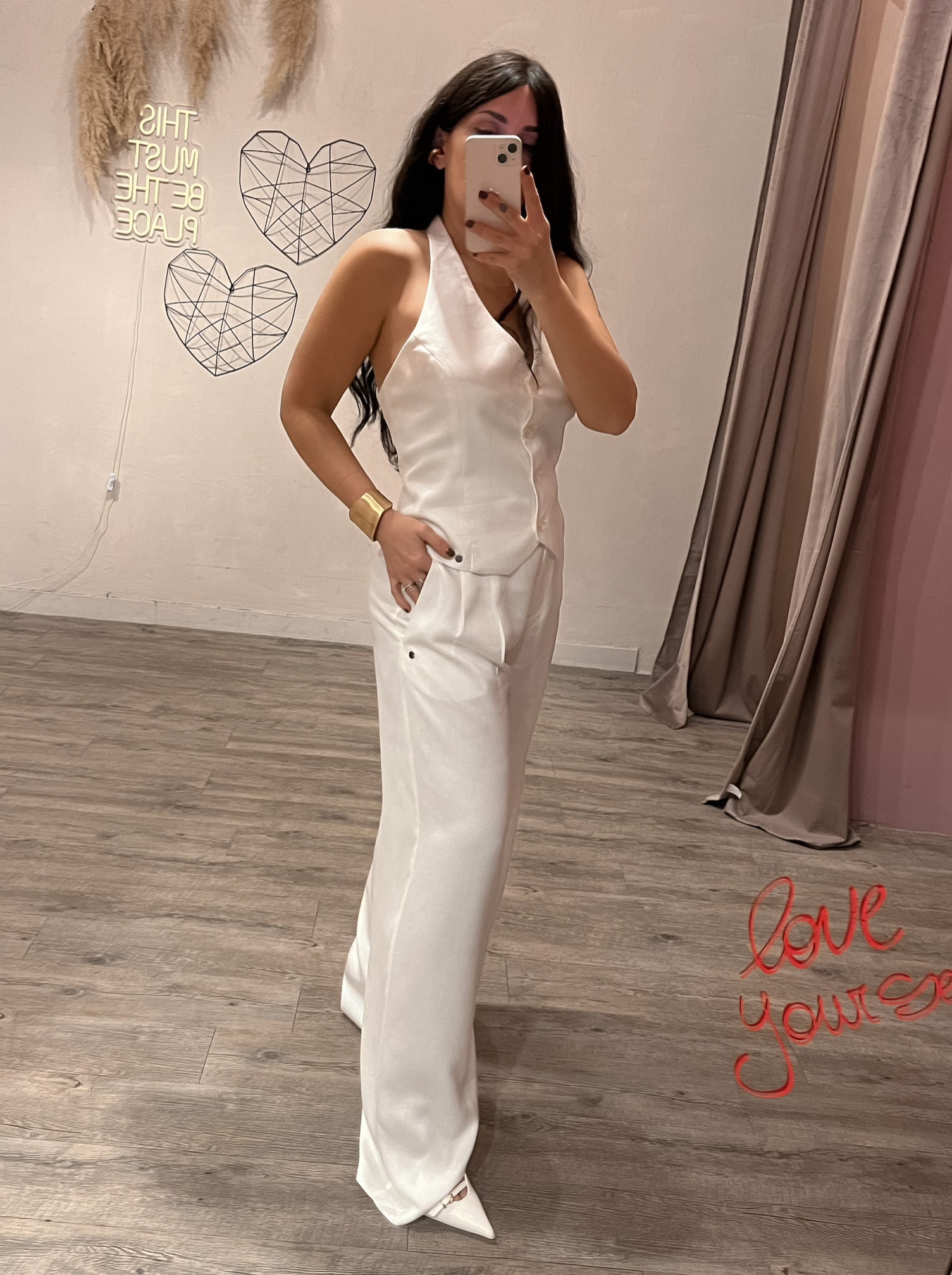 Gilet Scollo America White Surkana