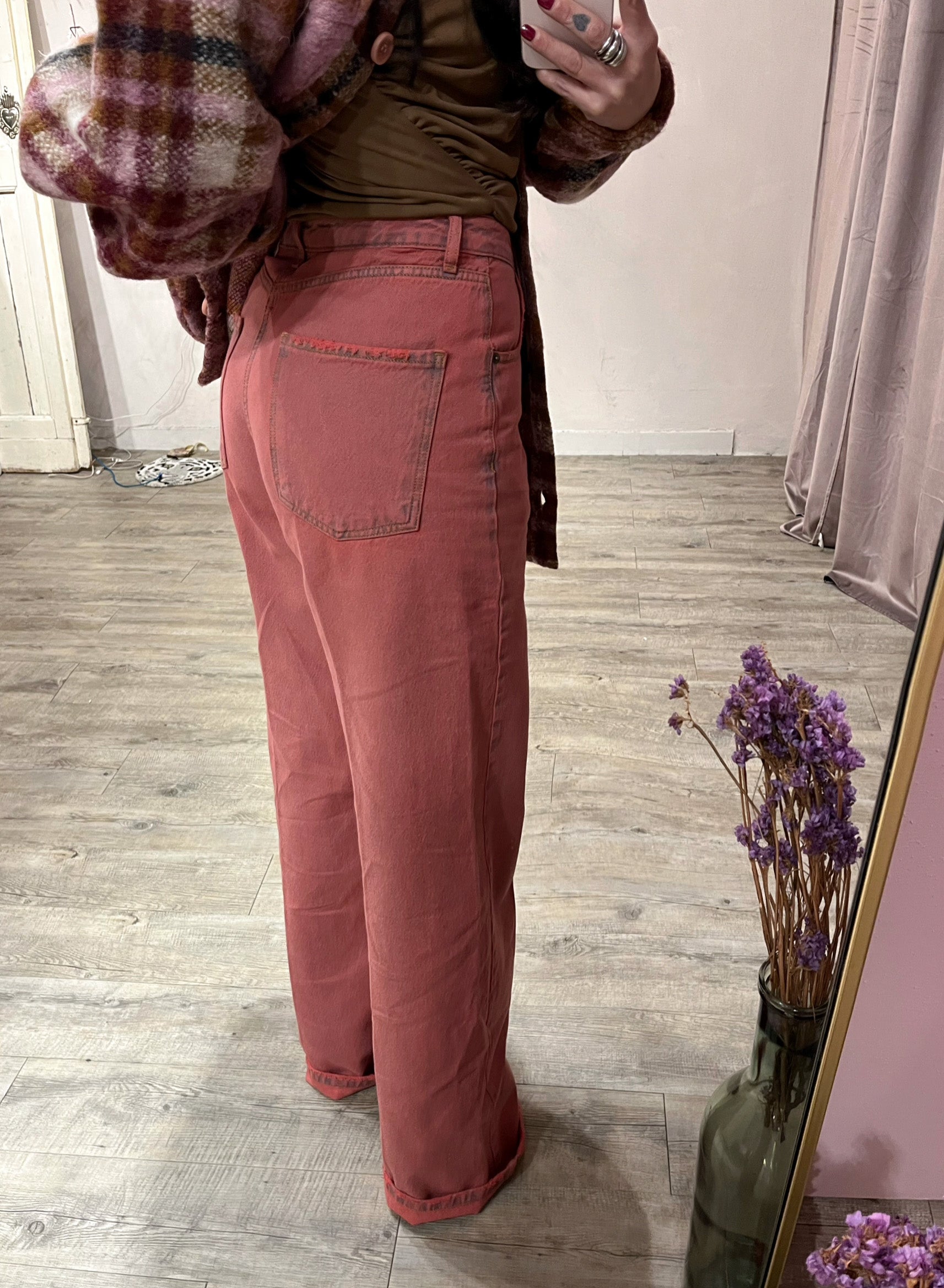 Jeans Straight Leg Delave’ Rosa Antico Kostumn1